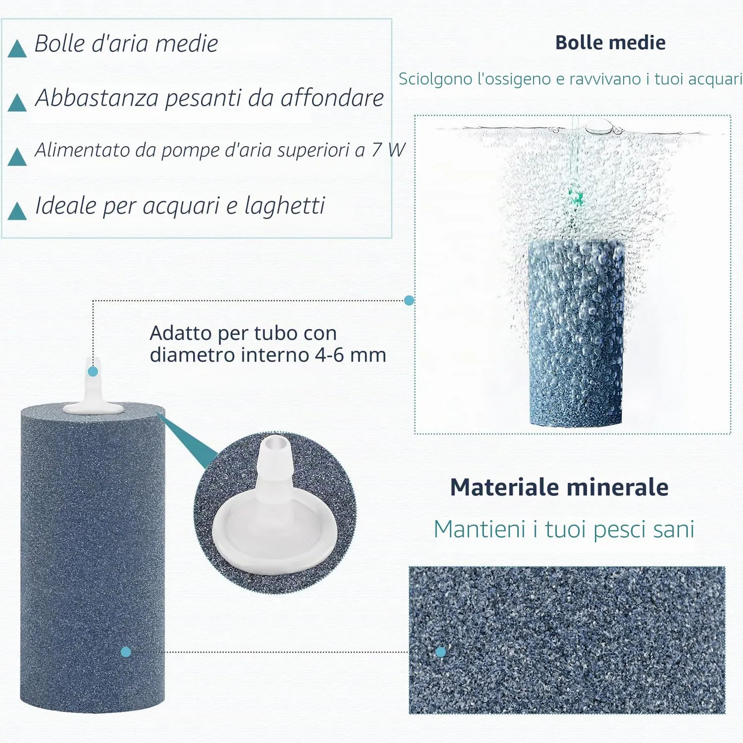 Pawfly ASC100 pietra aria cilindro 10 cm 2 pezzi bolle medie