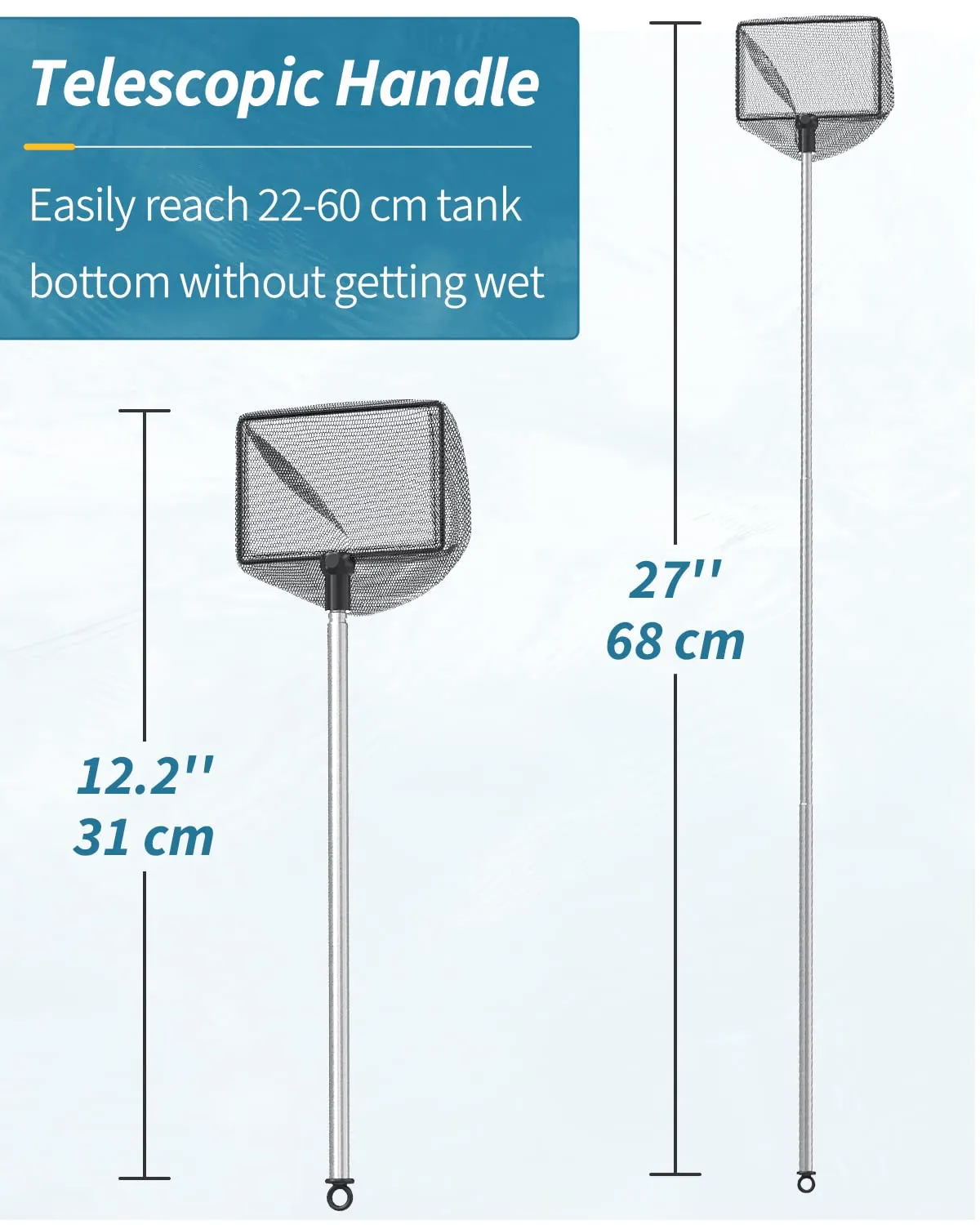 Pawfly Retino Acquario 10 cm Maglie Fini Manico Telescopico