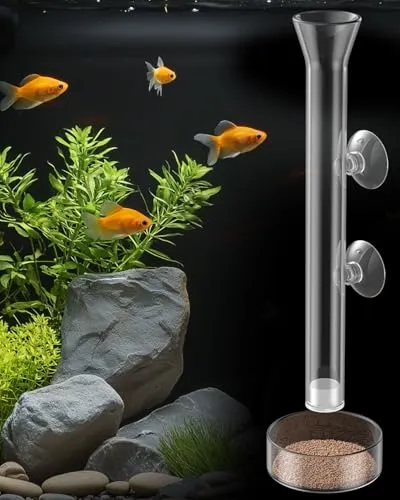 Pawfly tubo alimentazione pesci vetro 20 cm con ciotola