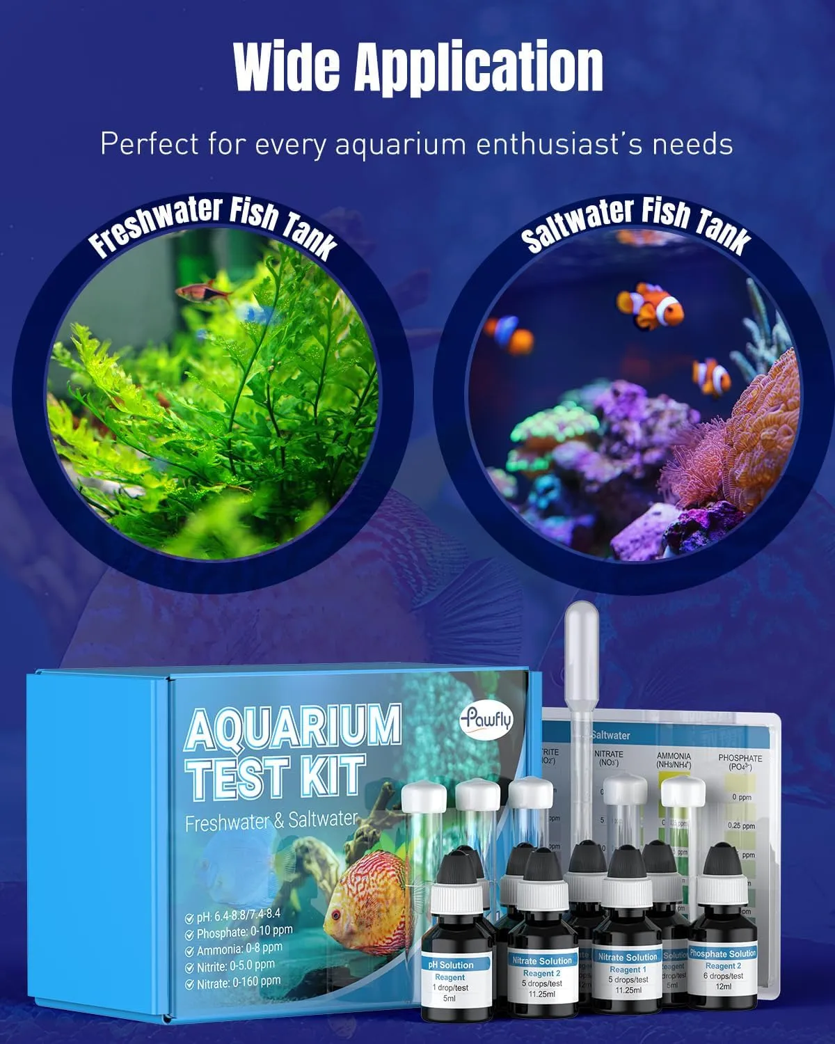 Pawfly Kit Test 5 in 1 tester acqua acquario dolce e salata