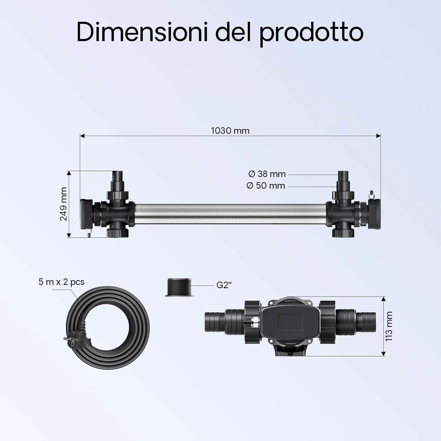 SunSun CUV-772 chiarificatore UV laghetto 72W acciaio inox