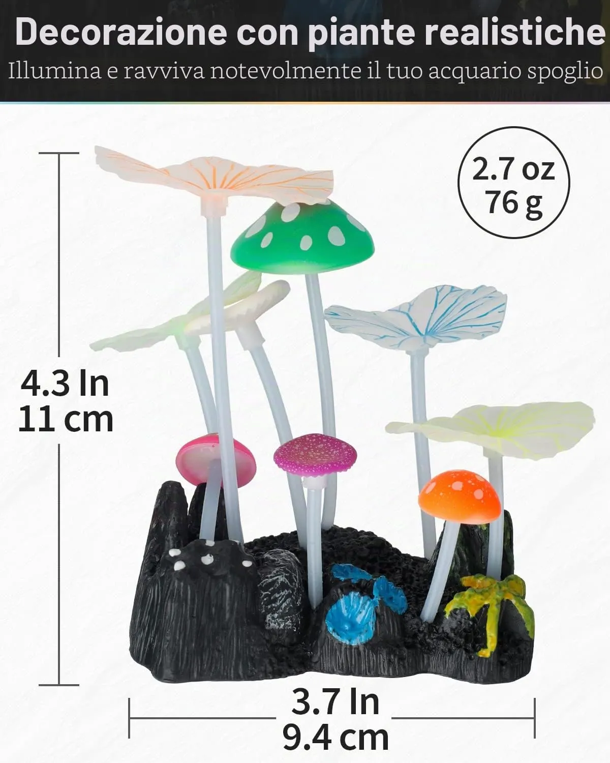 Pawfly fungo e loto decorazione acquario silicone fluorescente
