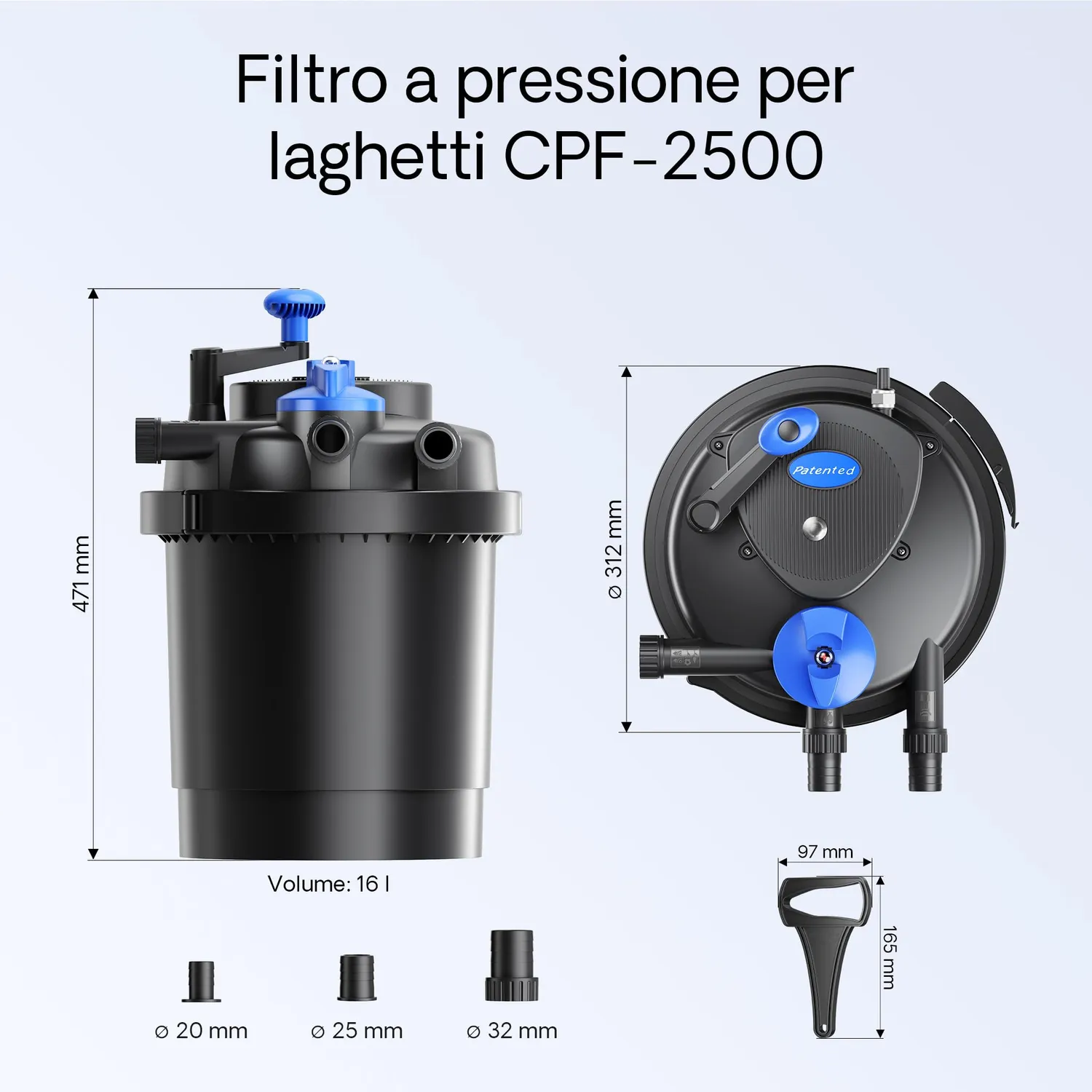 SunSun CPF-2500 filtro laghetto 3600 L/h UVC 11W set 5 m