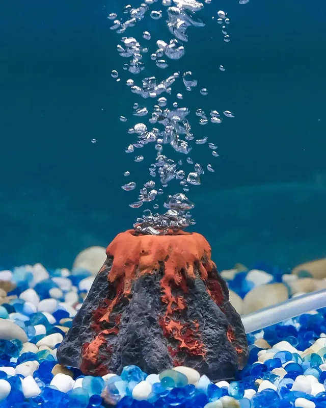 Pawfly Vulcano Decorazione Acquario Resina con Bolle
