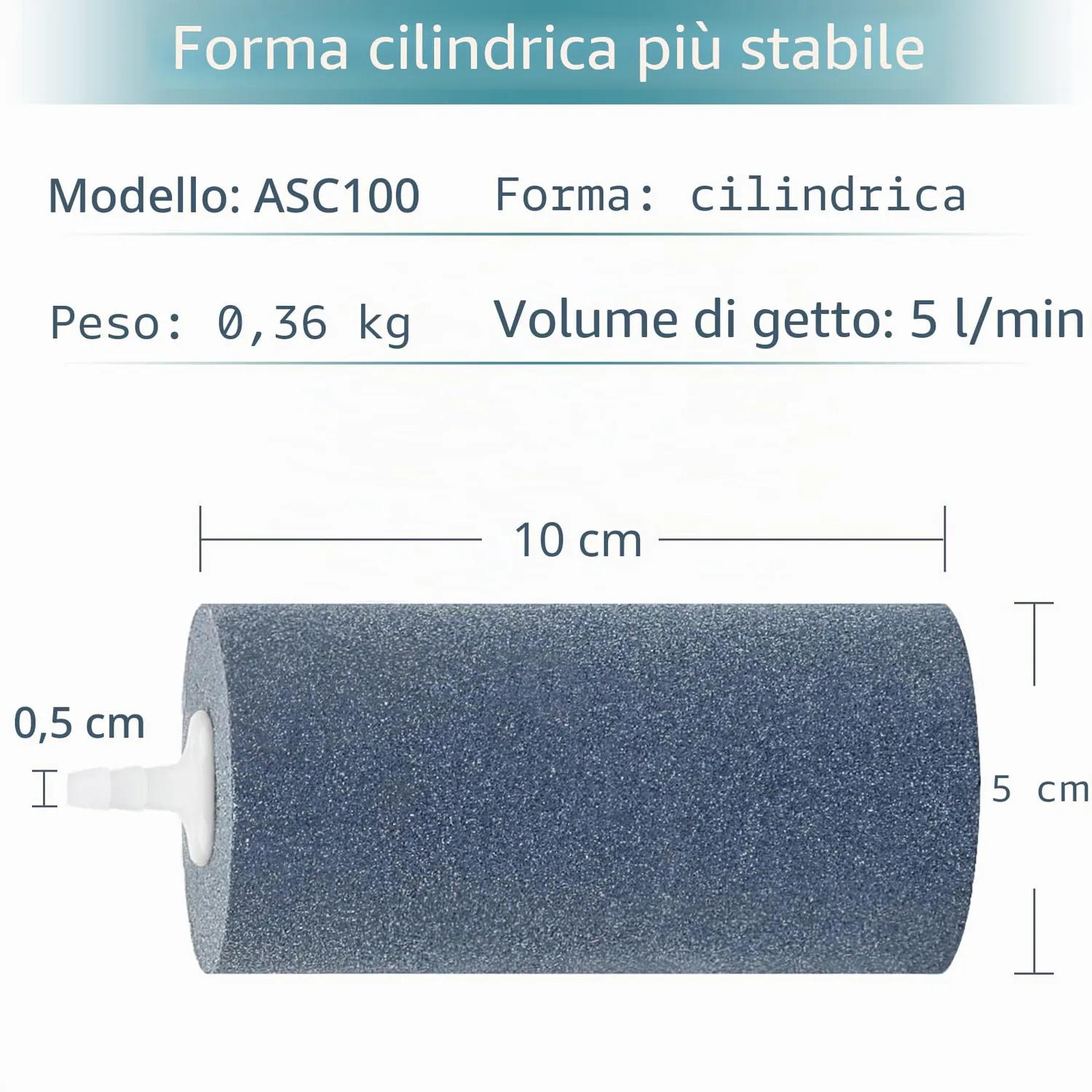 Pawfly ASC100 pietra aria cilindro 10 cm 2 pezzi bolle medie