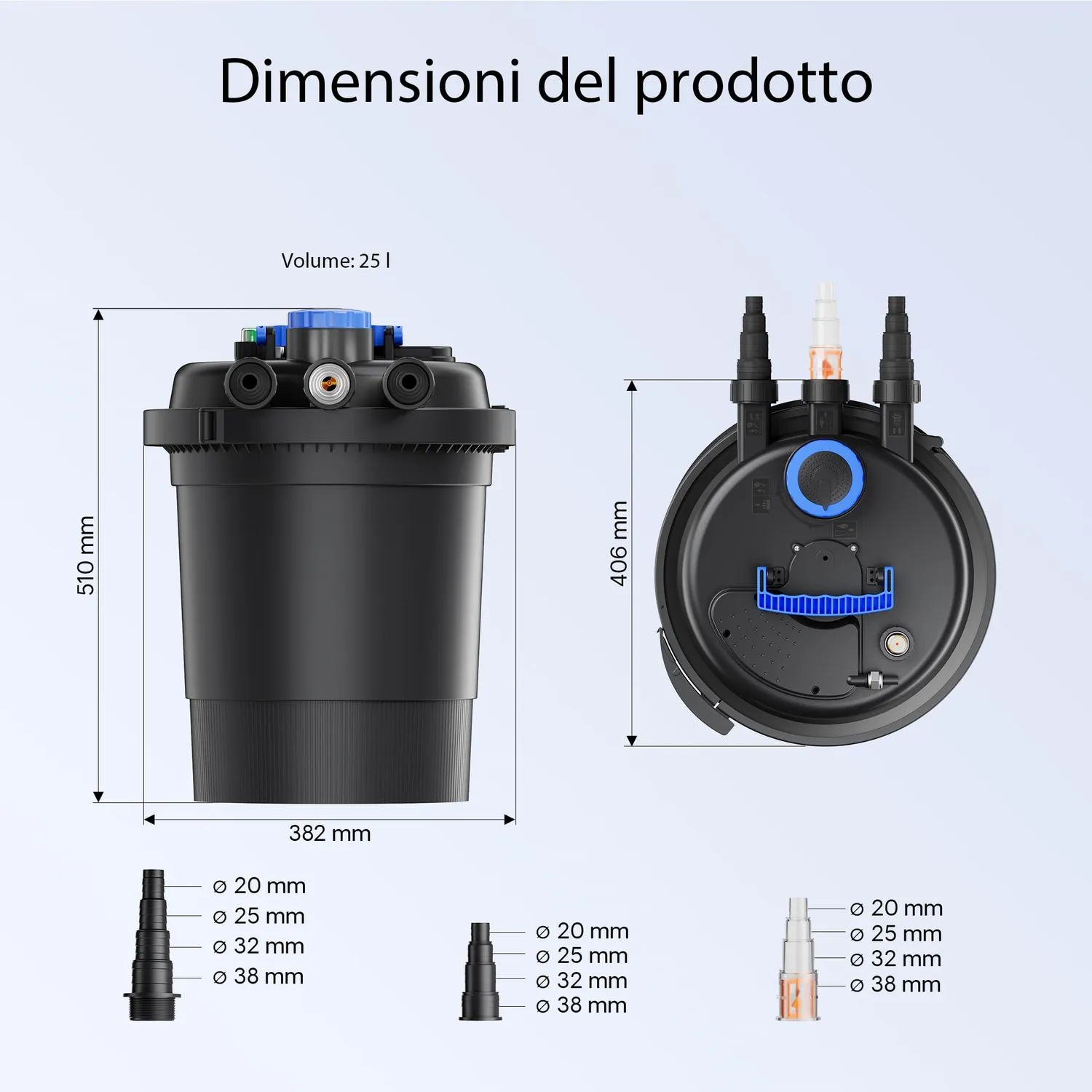 SunSun CPF-250 set filtro a pressione 6000 l/h UVC 11W tubo 25 m