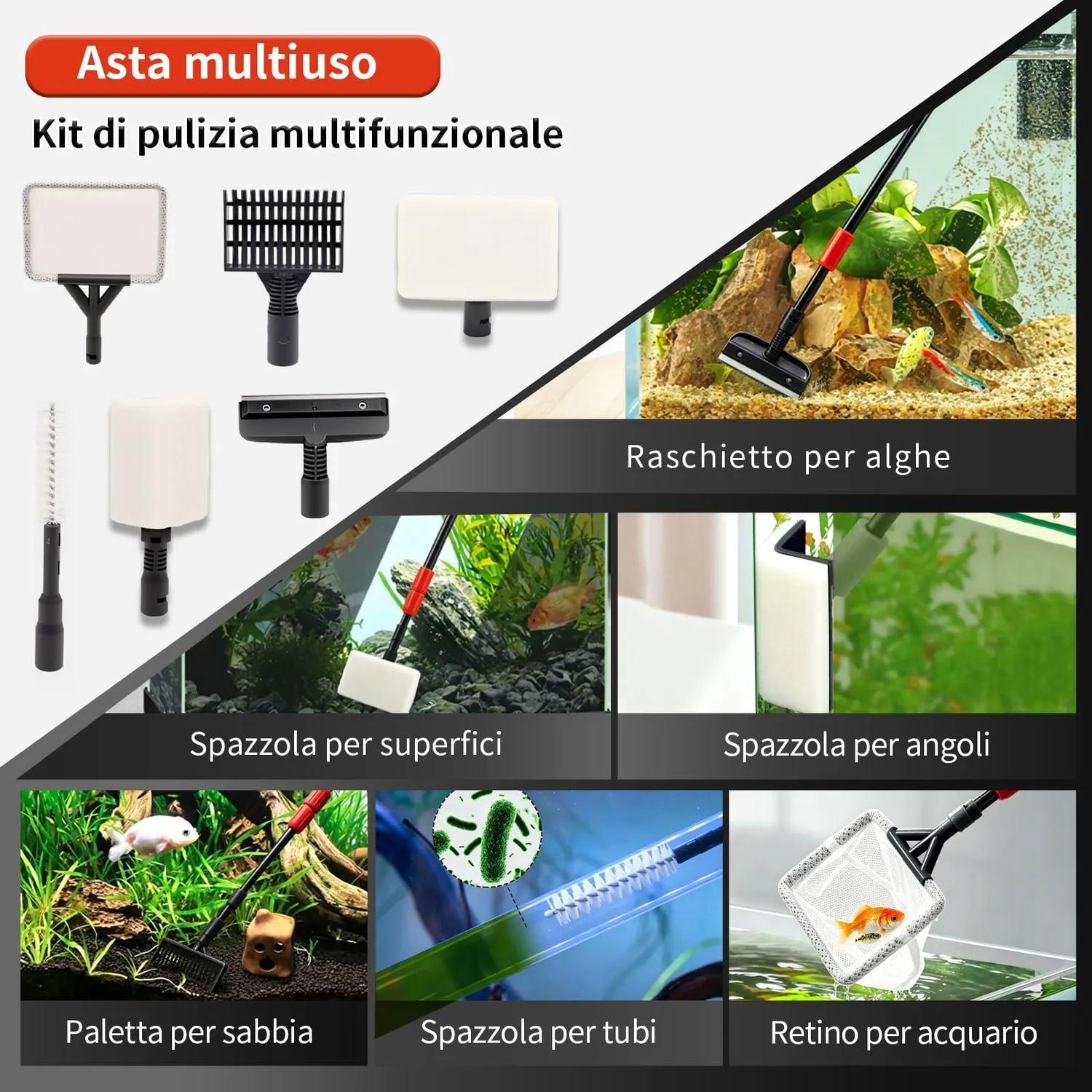 Boxtech 6 in 1 kit pulizia acquario manuale
