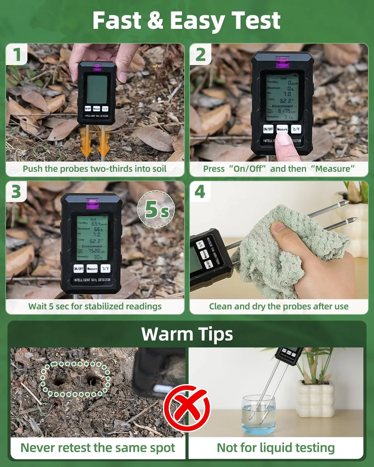 Pawfly Tester Terreno 6 in 1 Digitale con pH