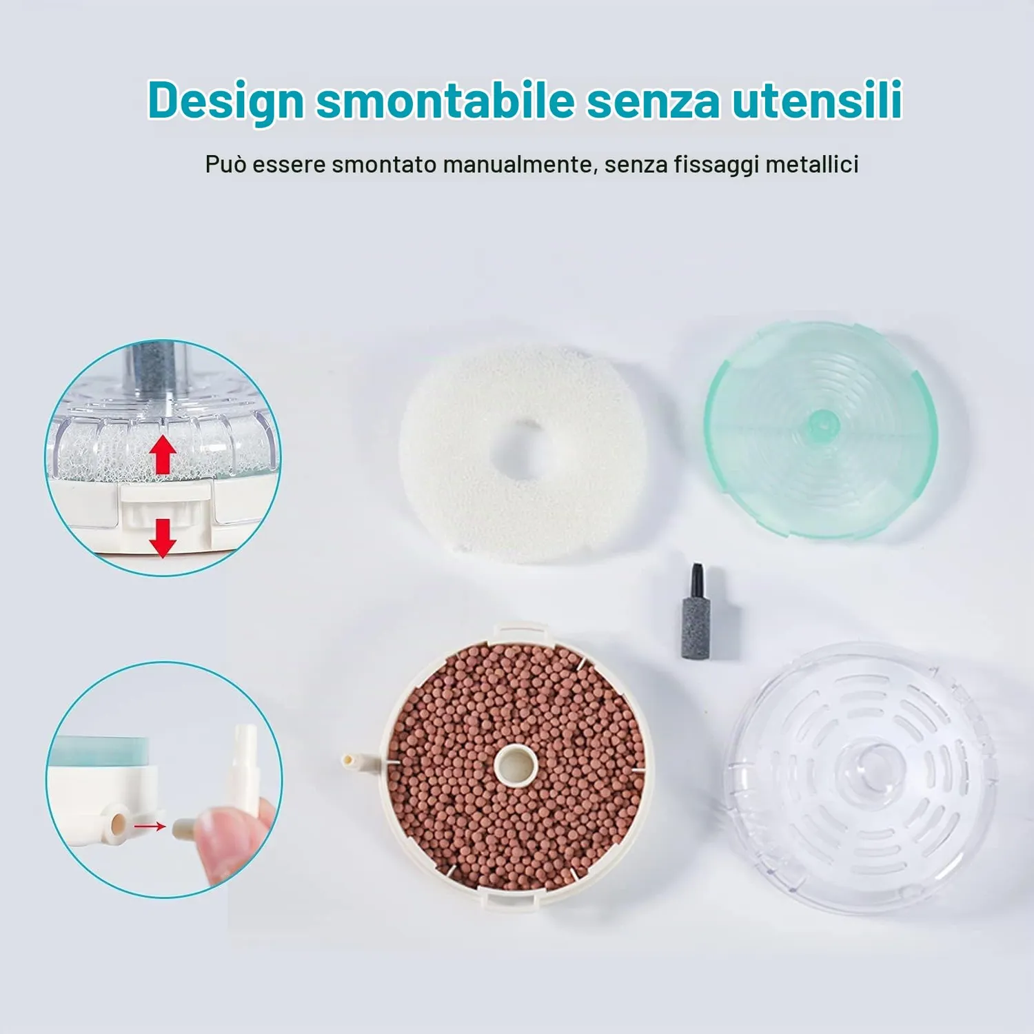 Boxtech Filtro Spugna Acquario Nano ad Aria 7 cm