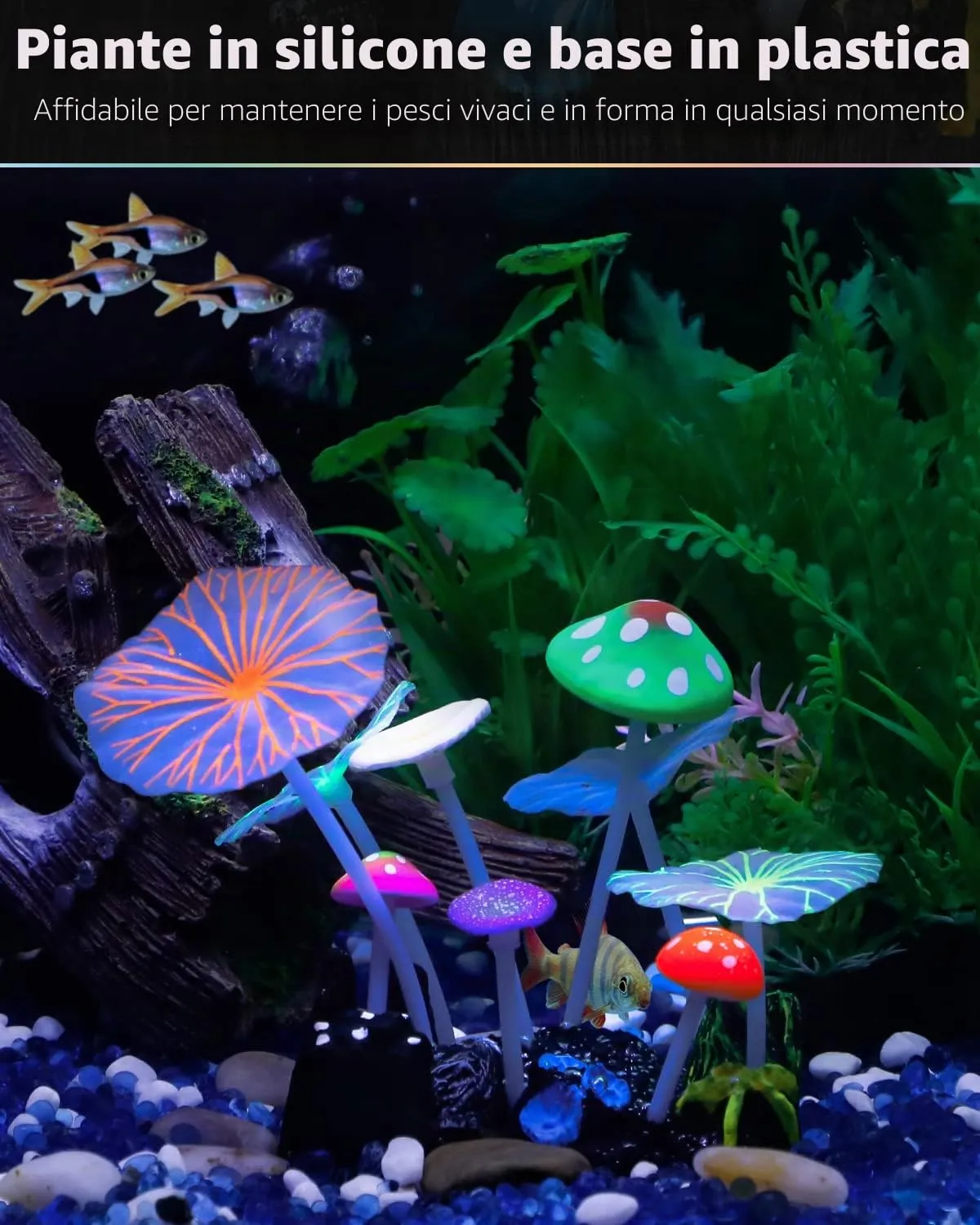 Pawfly fungo e loto decorazione acquario silicone fluorescente