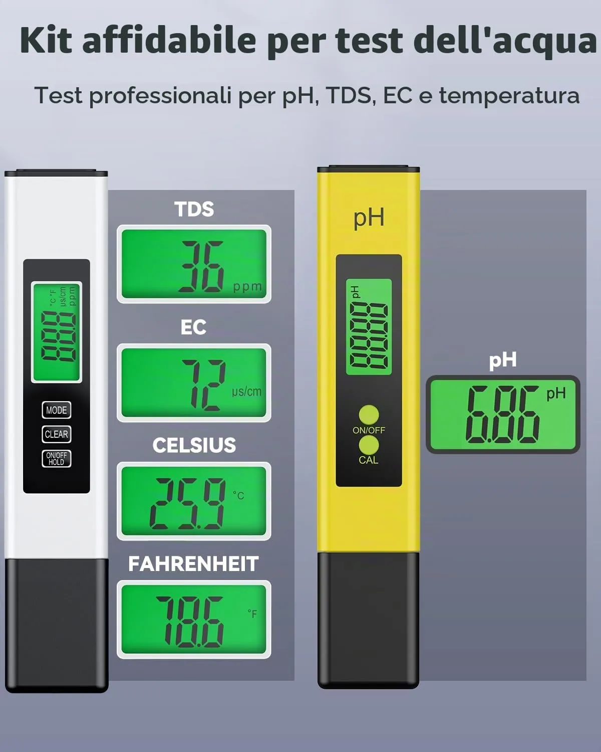 Pawfly Set Tester pH e TDS Misuratore Acqua pH EC Vasca