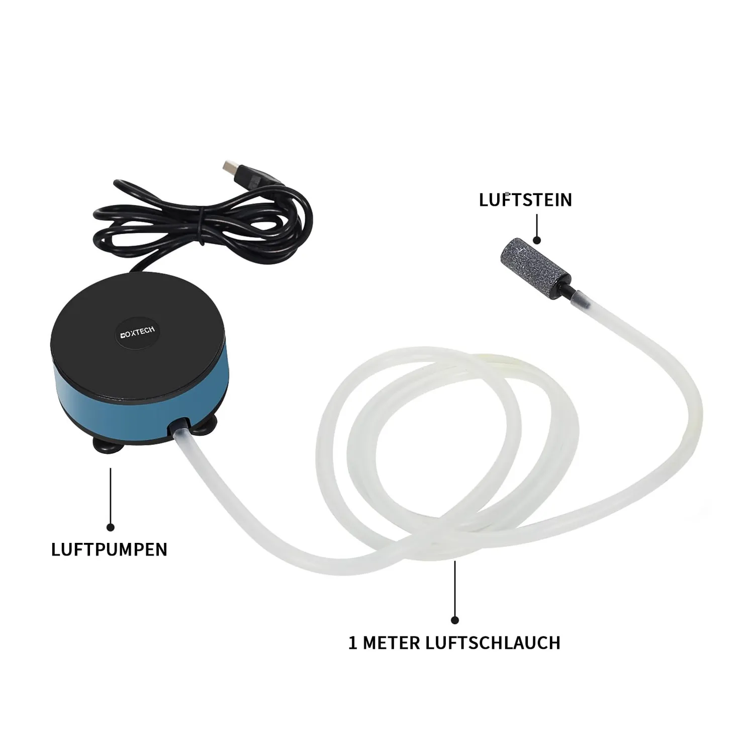Boxtech pompa aria acquario USB nano 7-30L con pietra
