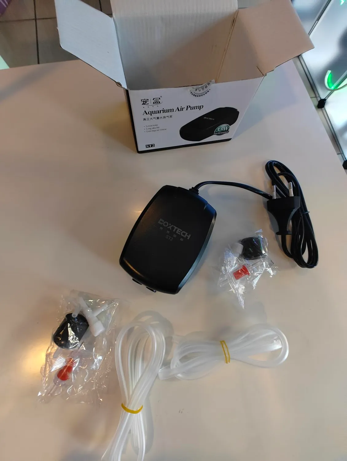 Boxtech aeratore acquario mini kit ossigeno 2 vie completo
