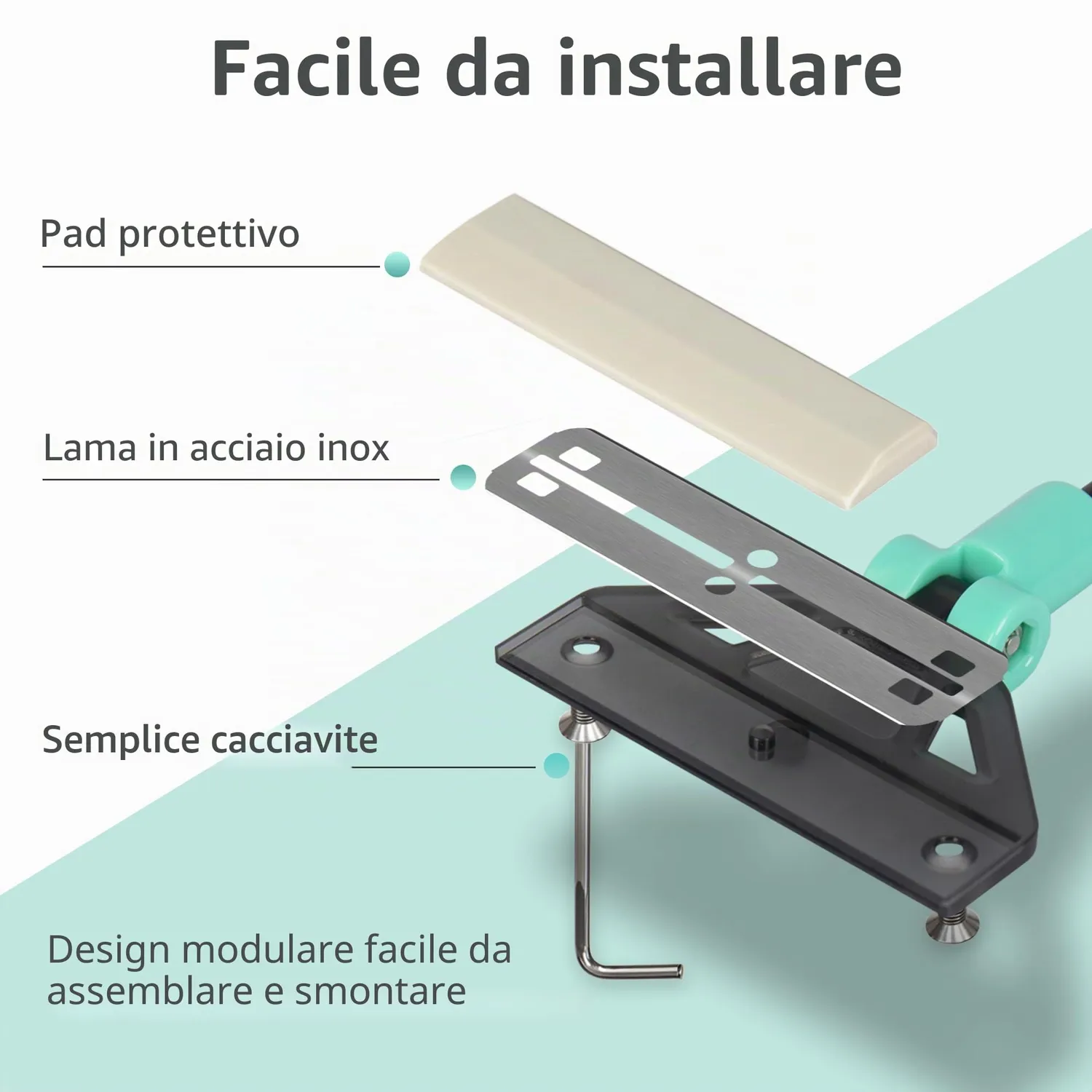 boxtech Raschietto Alghe 50 cm con 5 Lame Acciaio