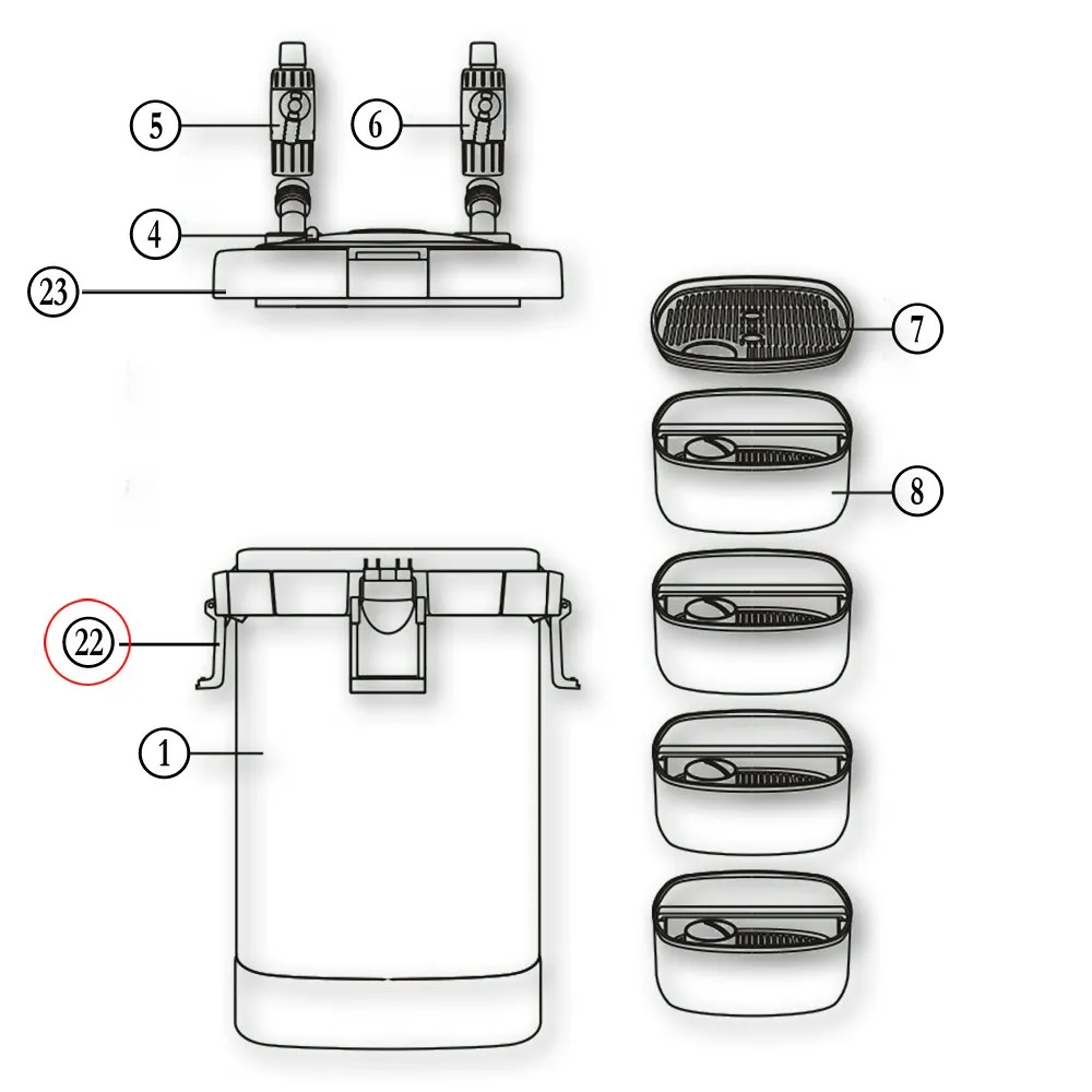SunSun HW-505 clip ricambio coperchio filtro esterno