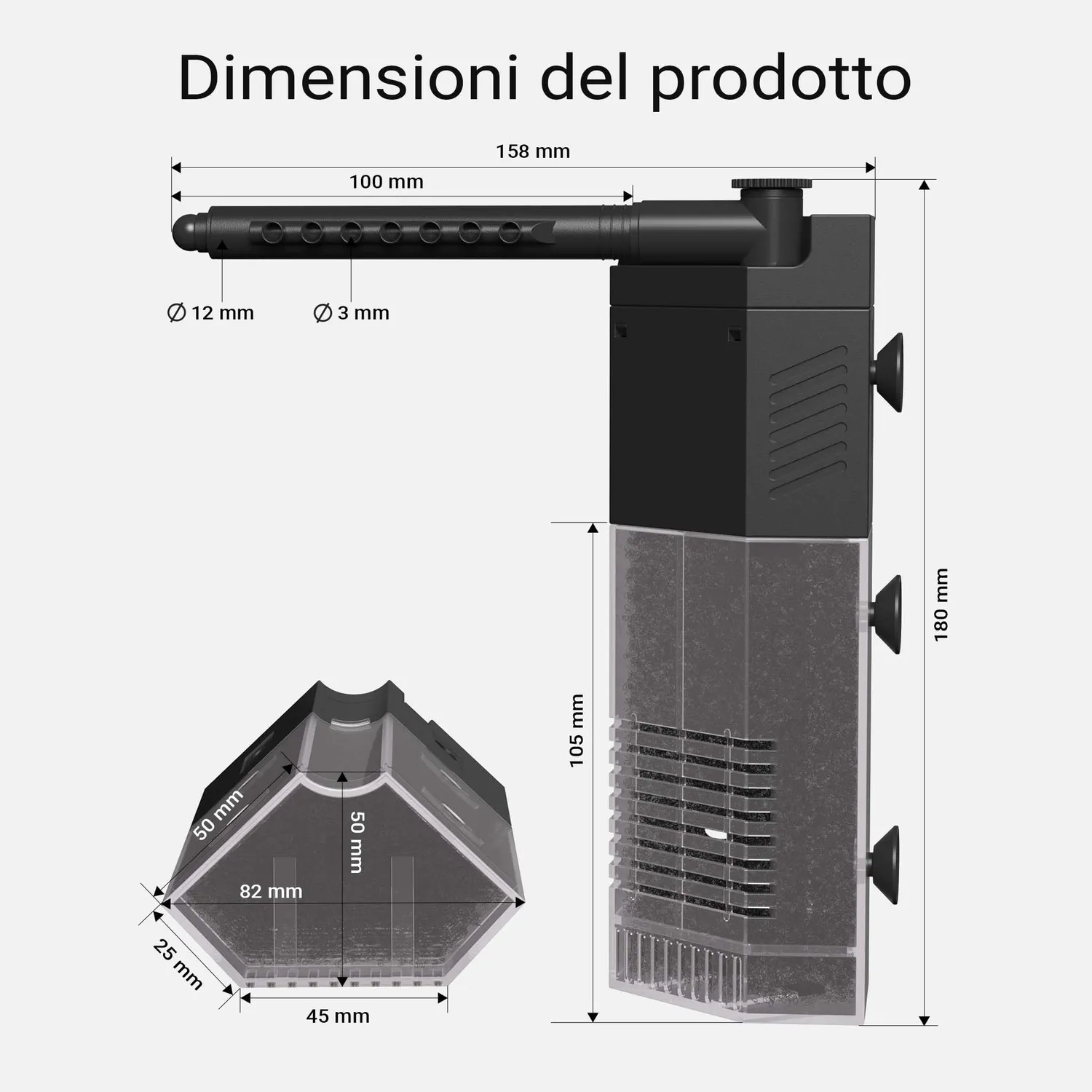 SunSun JP-092 Filtro Interno Acquario 250 l/h 3W fino a 40 L