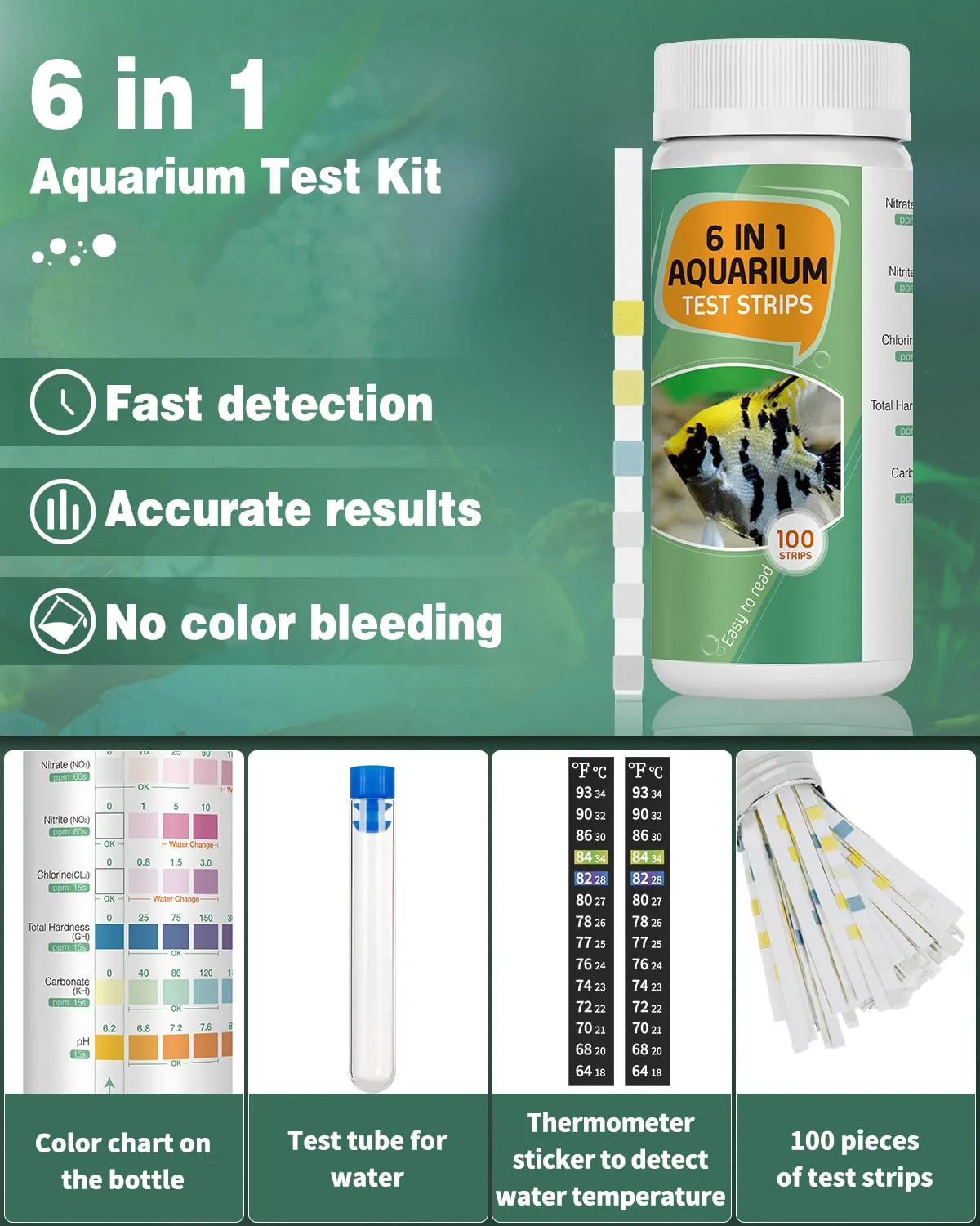 Pawfly Strisce Test Acquario 6 in 1 100 Pezzi con Provetta