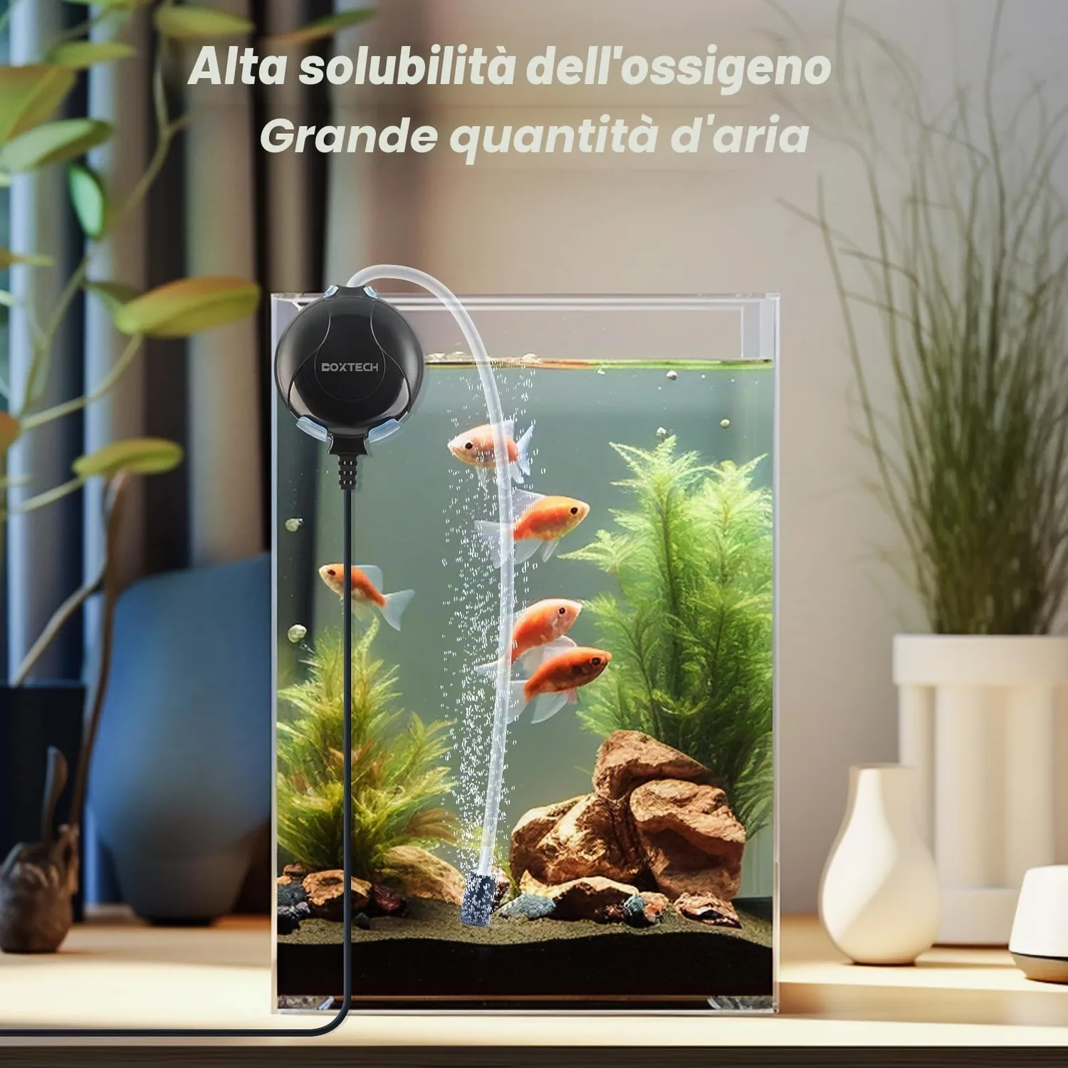 Boxtech Mini aeratore acquario 1W nero 50L