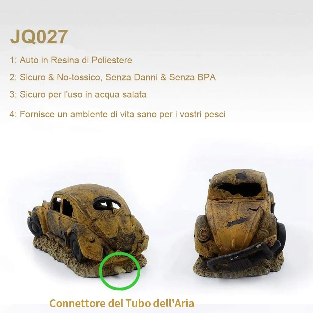 boxtech auto relitto decorazione acquario resina 16 cm