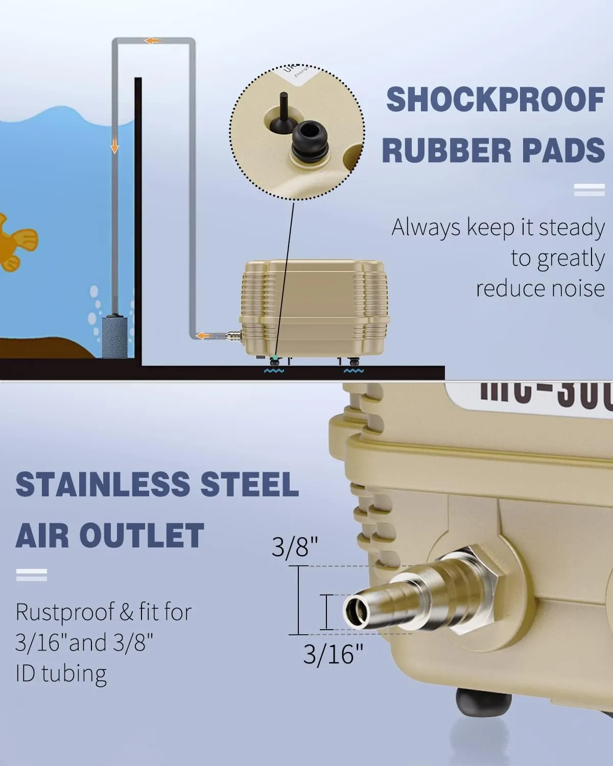 Pawfly aeratore acquario 7W 16 l/min 2 kit