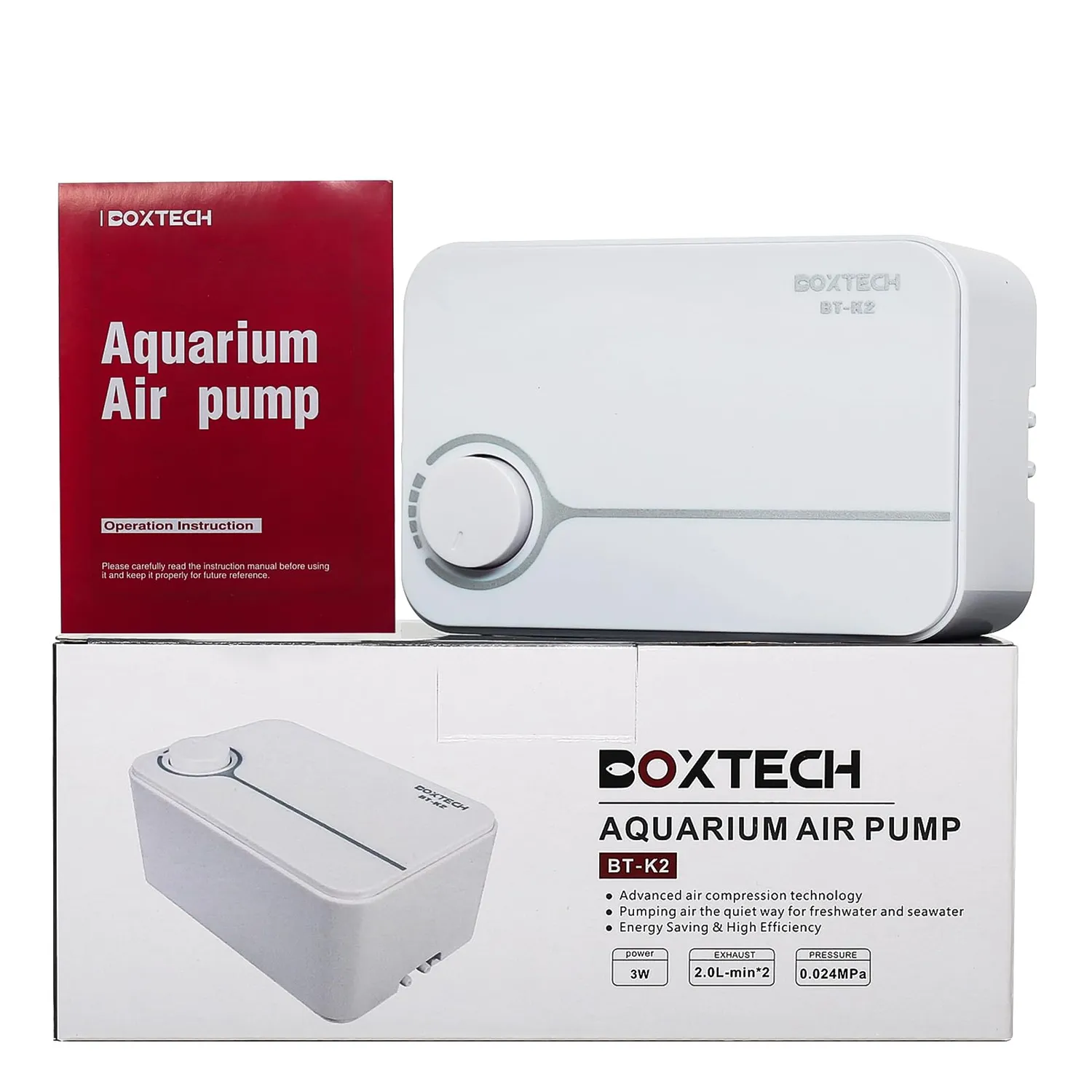 Boxtech Pompa Aria Acquario 2 Uscite 5W Silenziosa