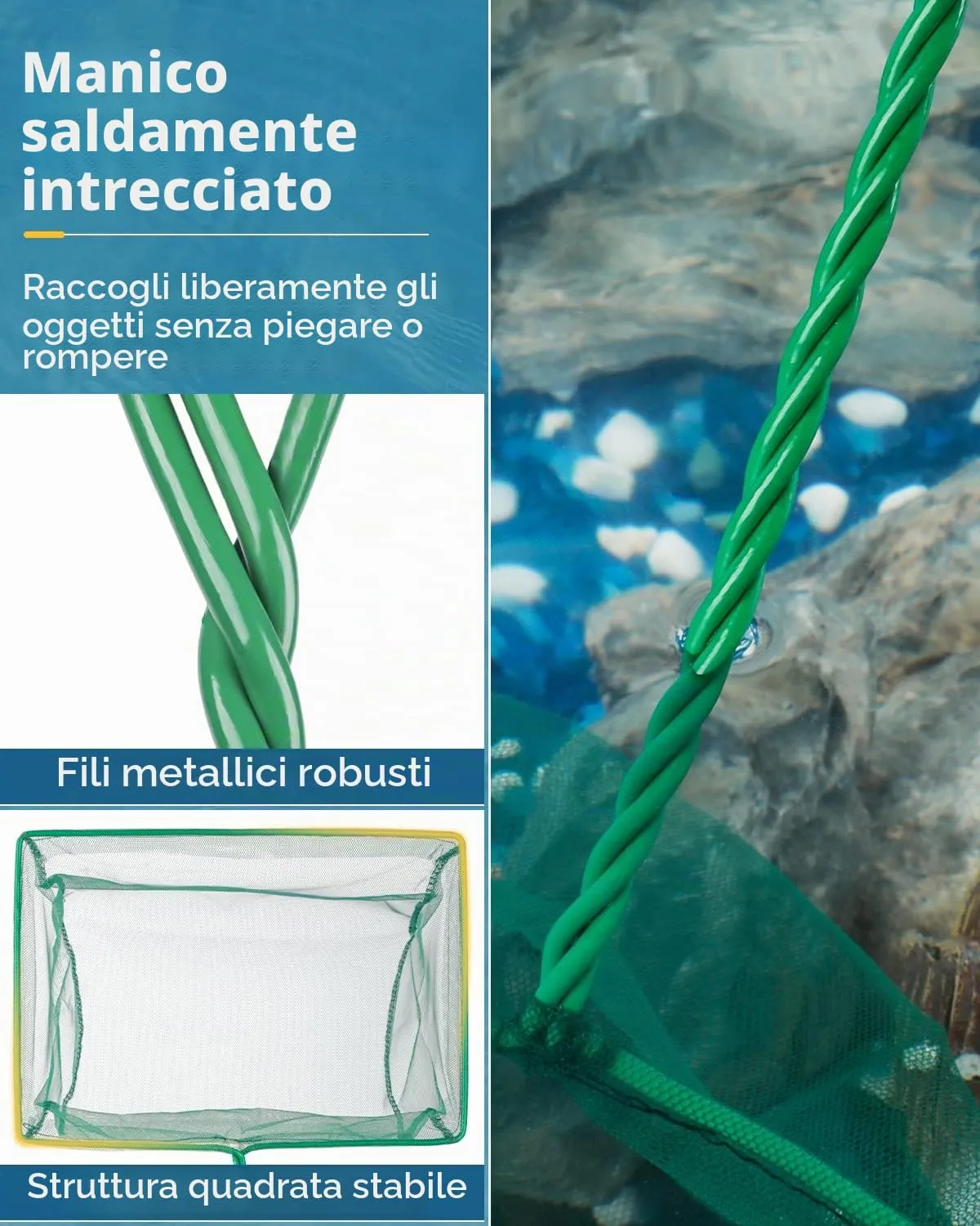 Pawfly rete acquario maglia fine 25 cm verde