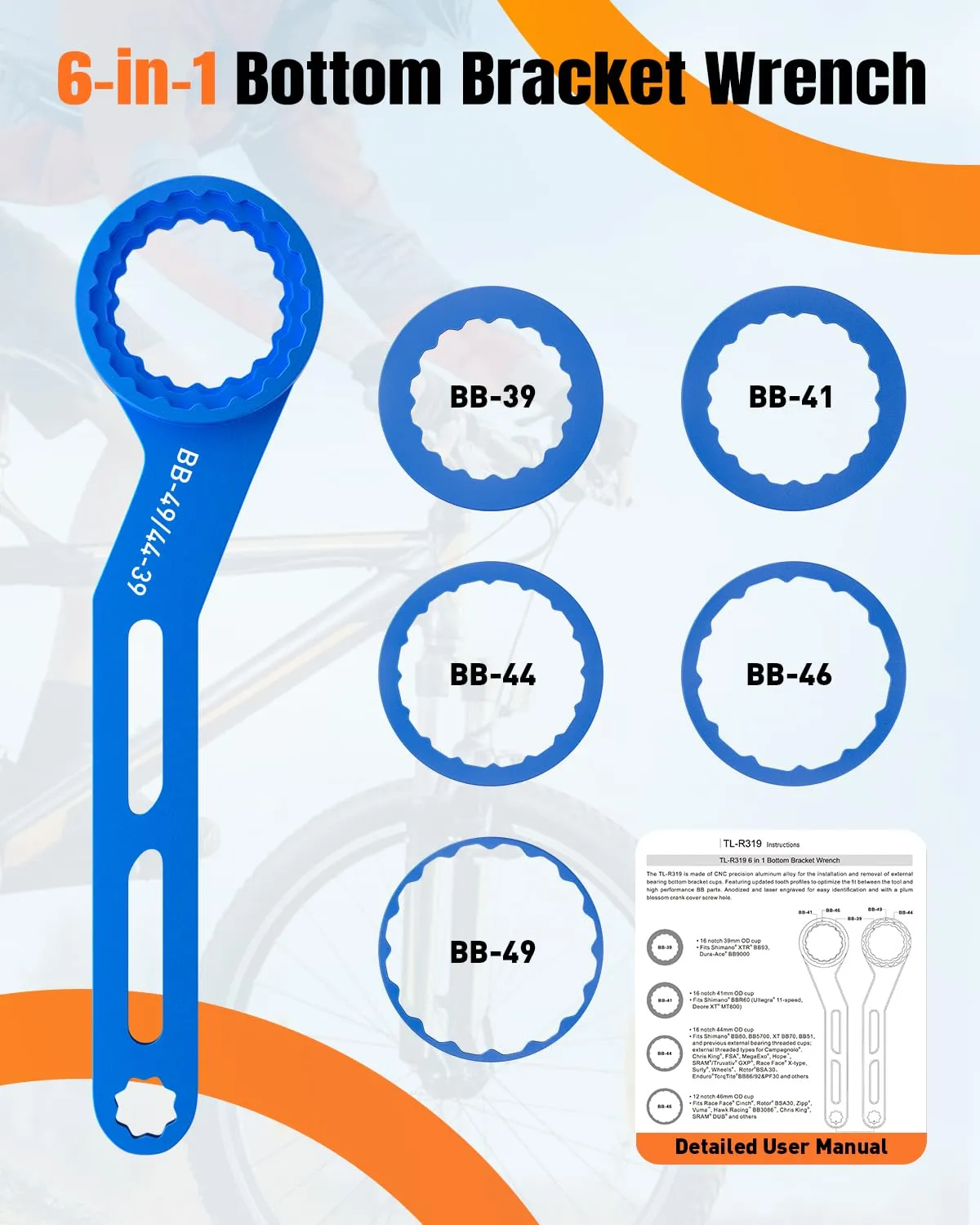 Pawfly Chiave Movimento Centrale Bici 6 in 1 Alluminio