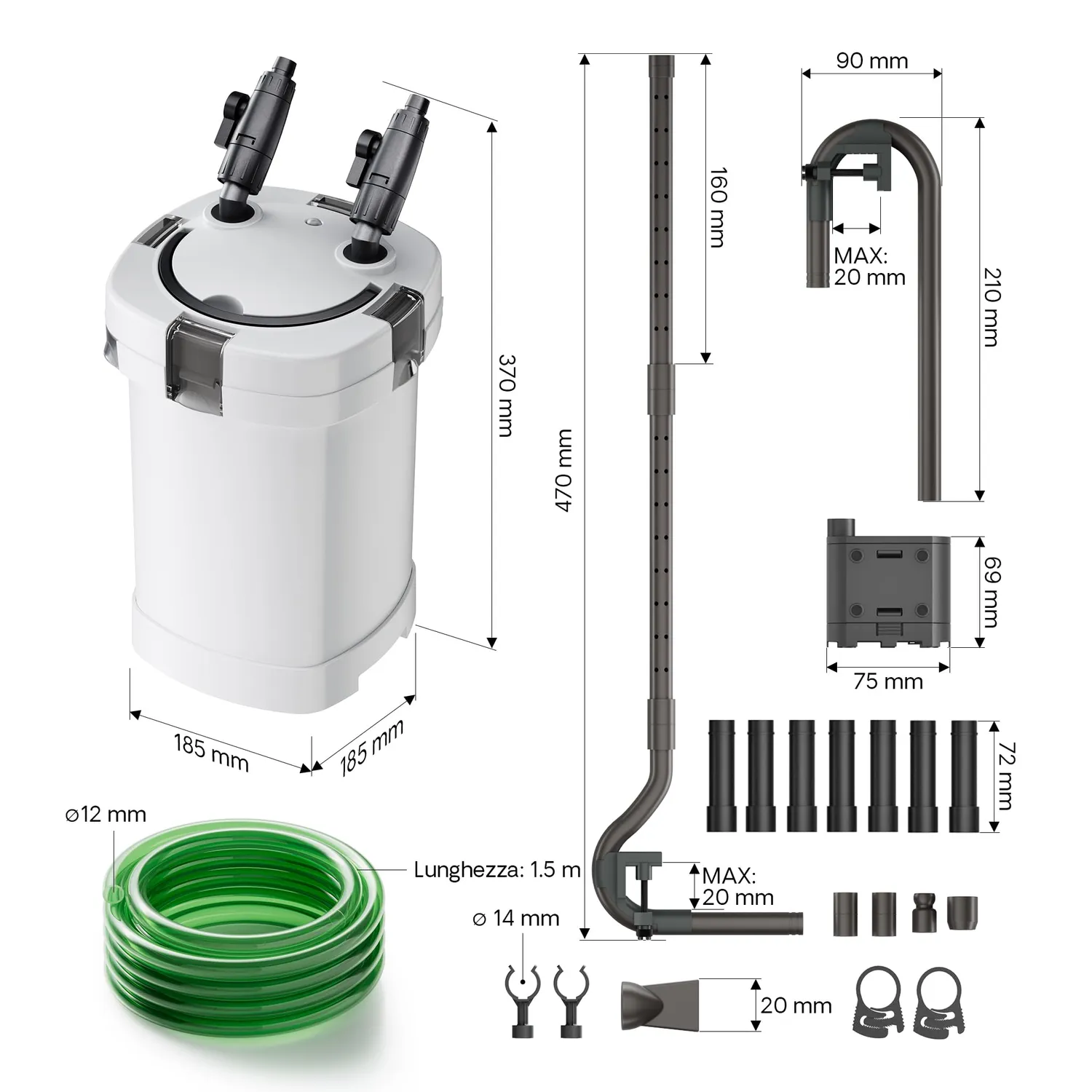 SunSun HW-504A Filtro Esterno Acquario 800 l/h 15W 4 Stadi 400 L