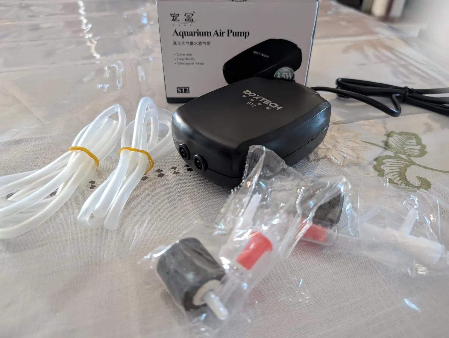 Boxtech aeratore acquario mini kit ossigeno 2 vie completo
