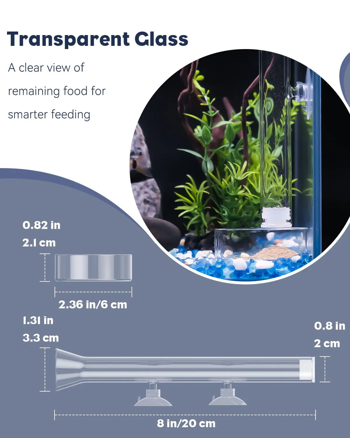Pawfly tubo alimentazione pesci vetro 20 cm con ciotola