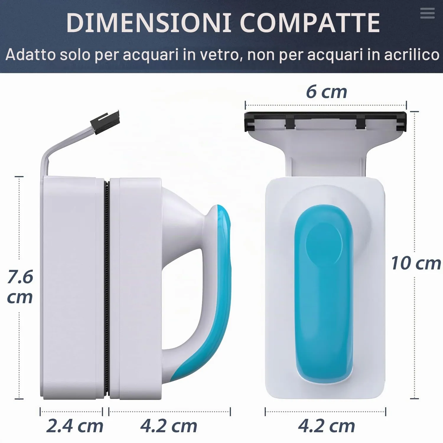 Pawfly spazzola magnetica acquario vetro 7,5 cm raschietto