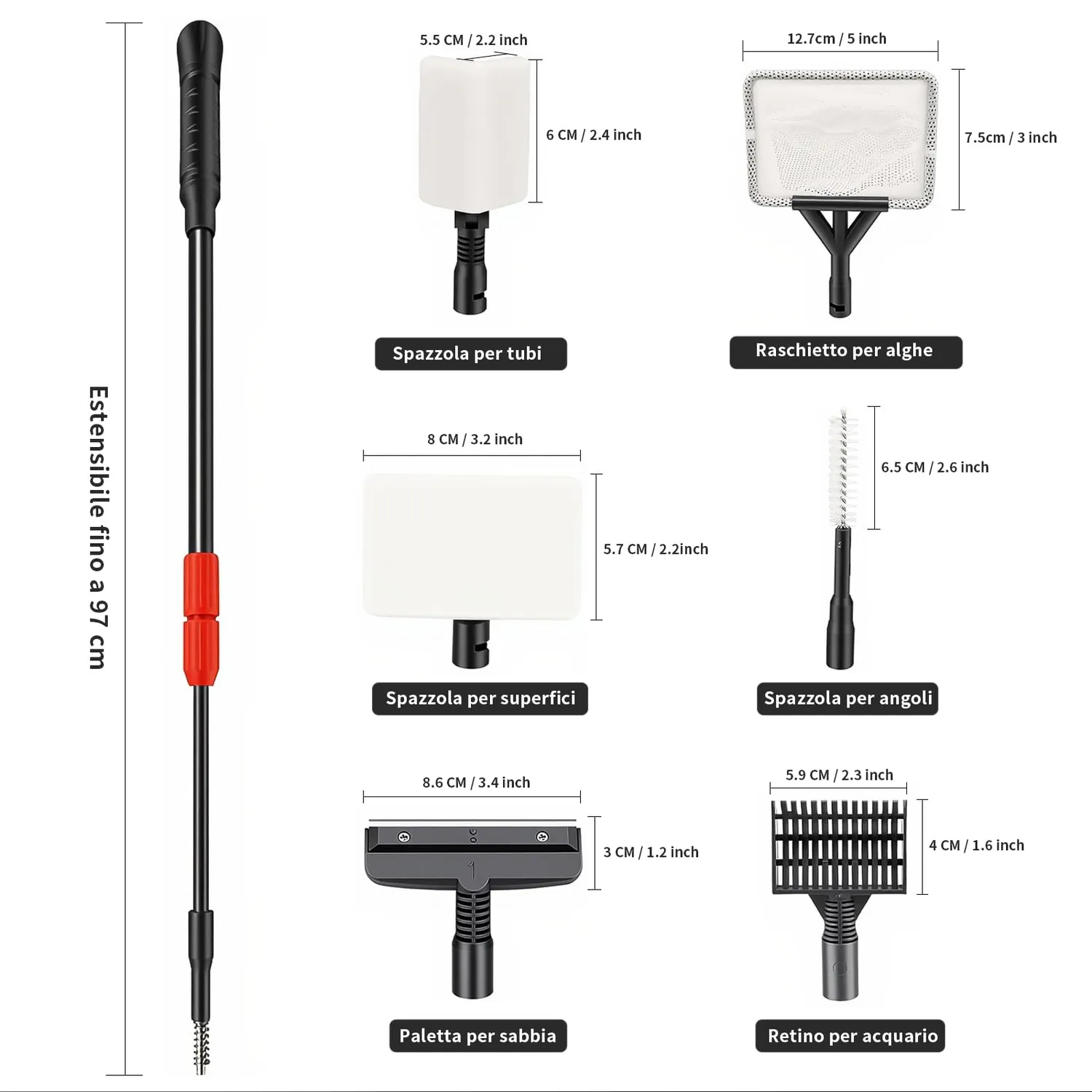 Boxtech 6 in 1 kit pulizia acquario manuale
