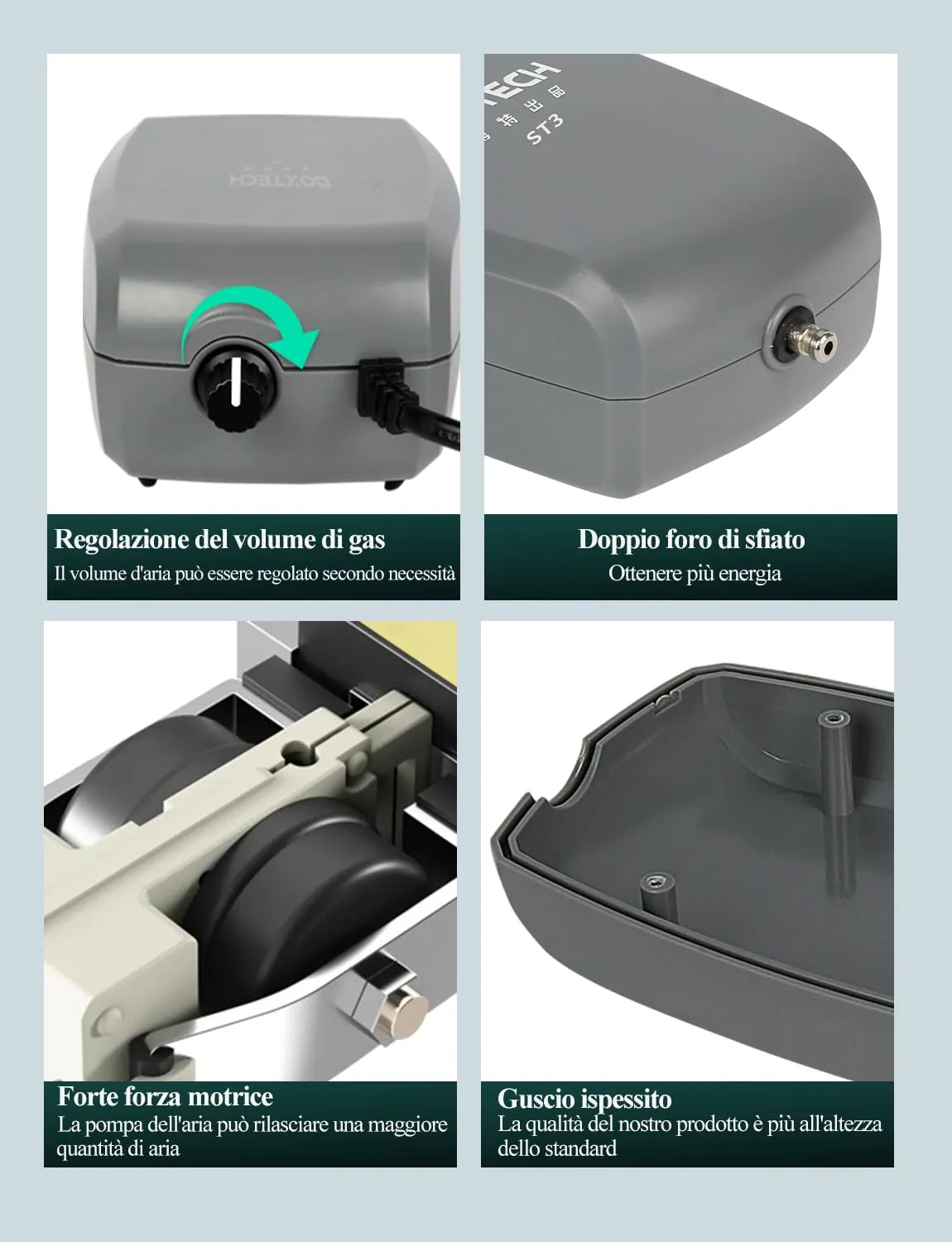Boxtech Aeratore Acquario 3,5W Doppia Uscita con Accessori