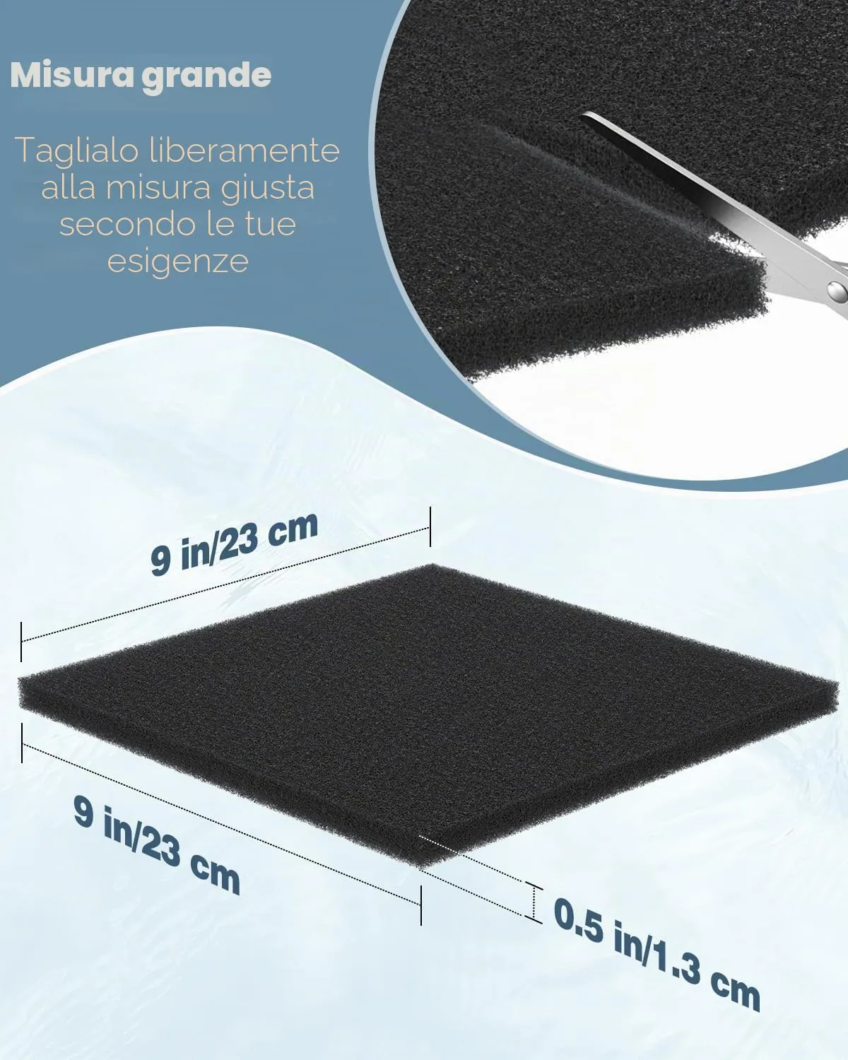 Pawfly spugna filtrante acquario 23x23 cm 2 pezzi