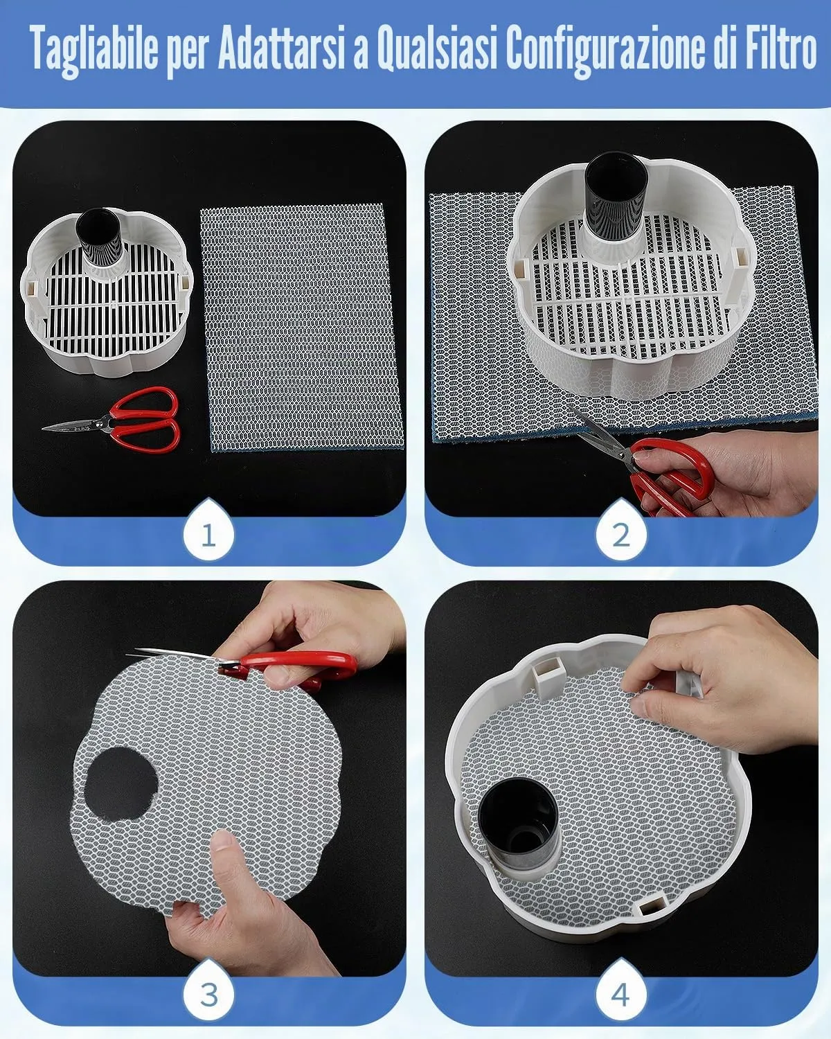 Pawfly Pad Filtro Acquario 8 Strati 40x30cm Ritagliabile 1pz