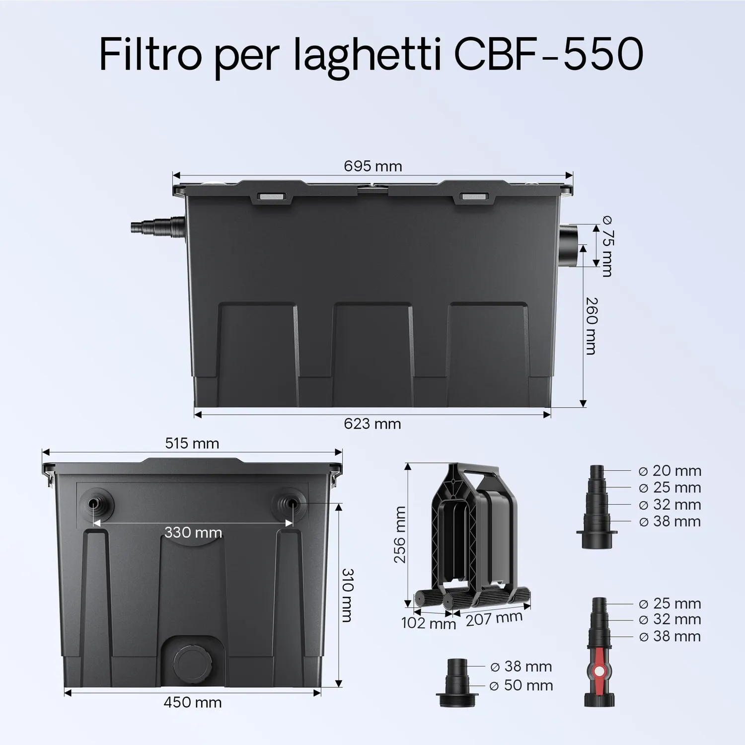 SunSun CBF-550 set filtro laghetto 60000L con tubo 25m