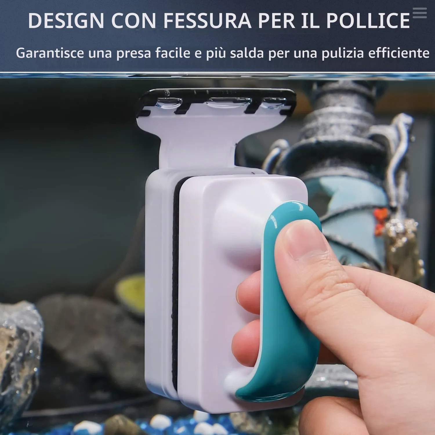 Pawfly spazzola magnetica acquario vetro 7,5 cm raschietto
