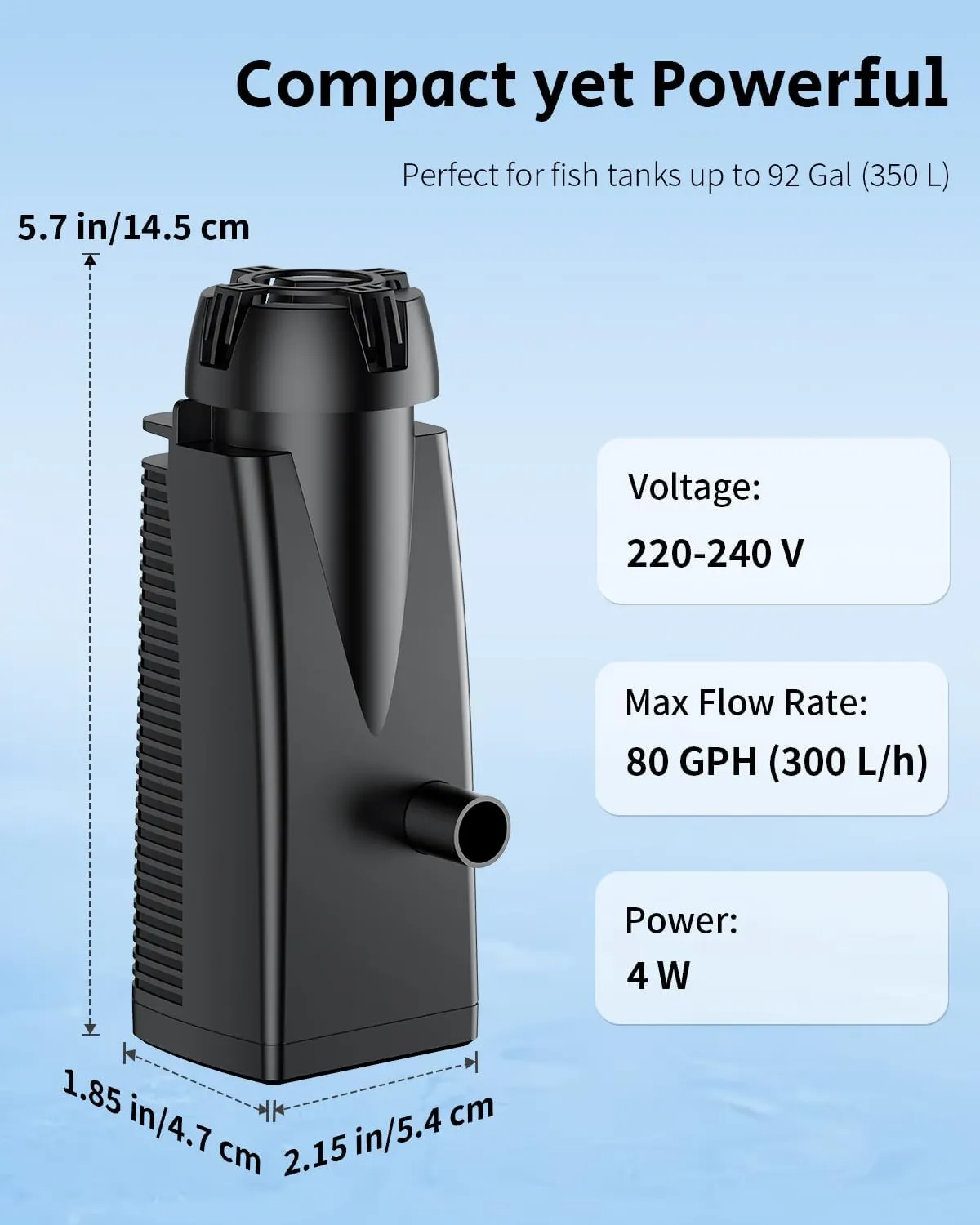 Pawfly Skimmer Superficie 300 L/H 4W per 350 L