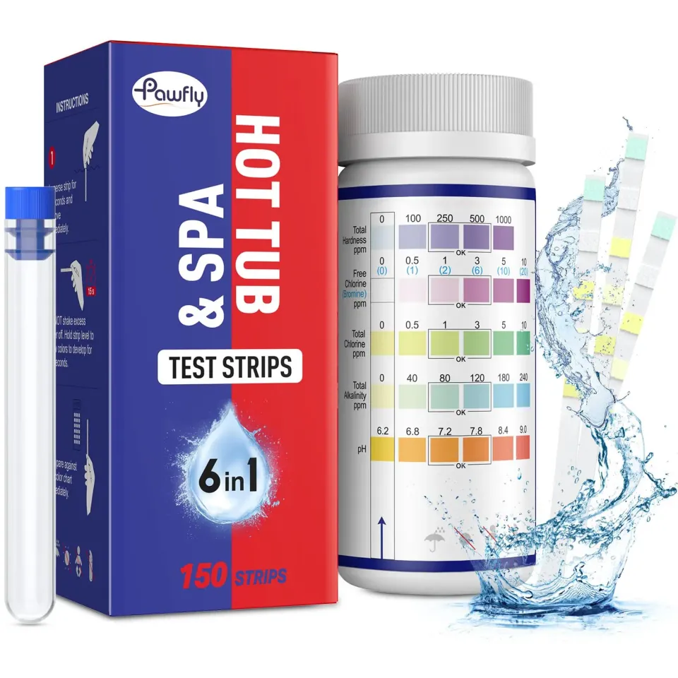 Pawfly Strisce Test Piscina 6 in 1 150 Pezzi pH Cloro