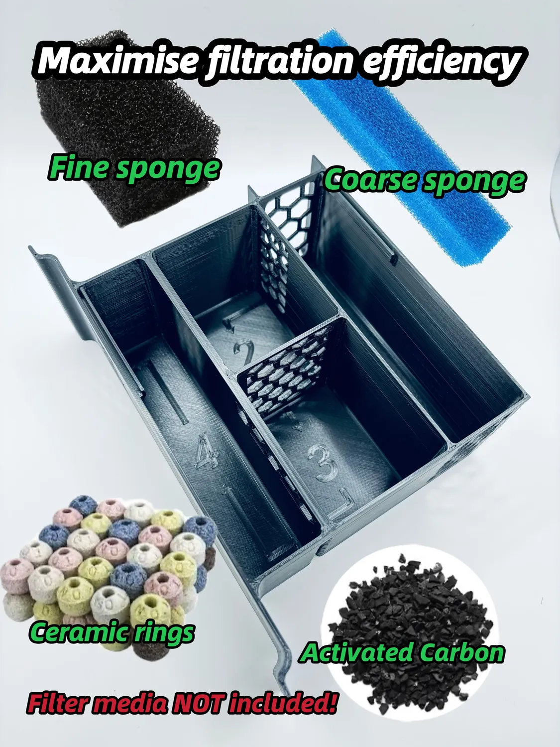 Moby Lab Fluval Flex 34L box filtrante acquario 4 scomparti