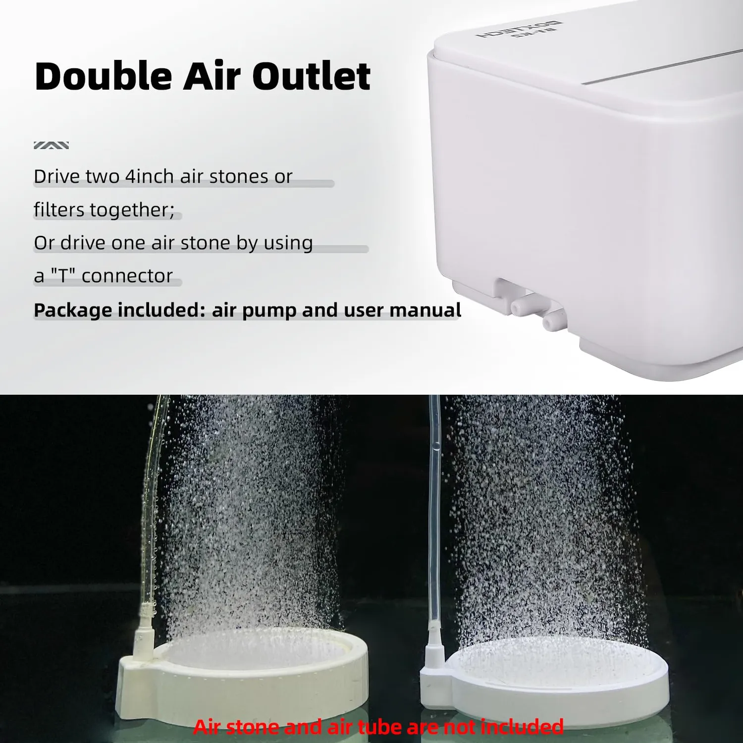 Boxtech Pompa Aria Acquario 5W Bianca 2 Uscite Regolabile