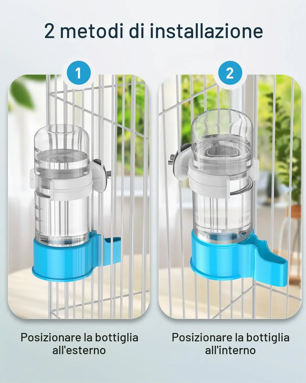 Pawfly beverino uccelli automatico 140 ml blu 2 pz