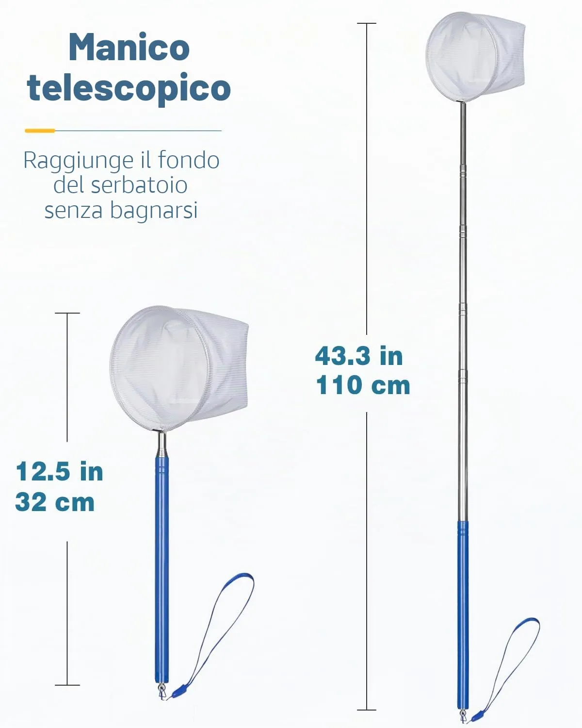 Pawfly Retino Acquario 10 cm Manico Telescopico Nylon