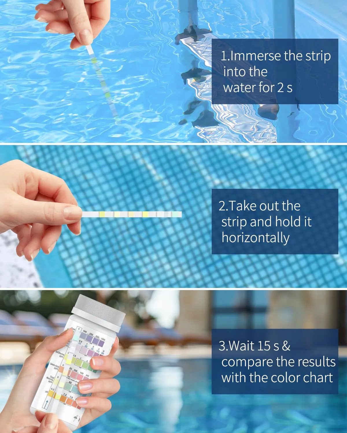 Pawfly 7 in 1 strisce test piscina 150 pezzi