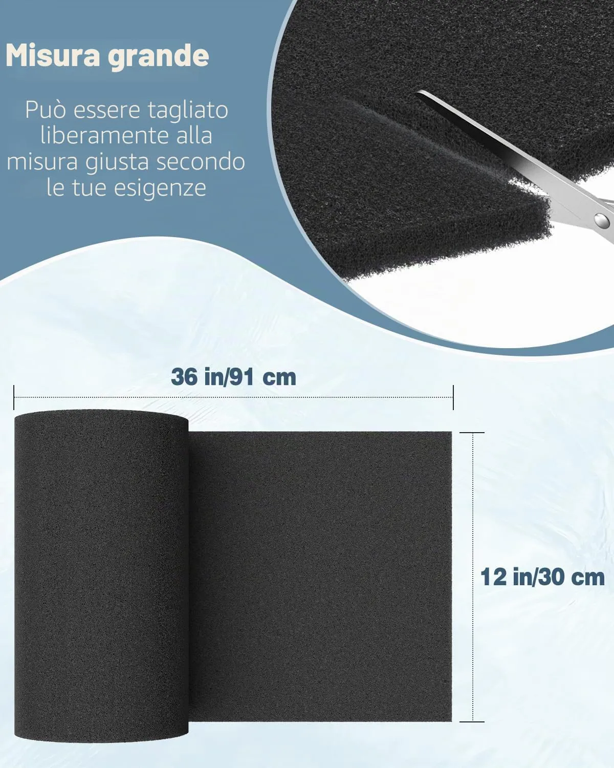 Pawfly Rotolo Spugna Filtro Acquario 91x30x3 cm Nero