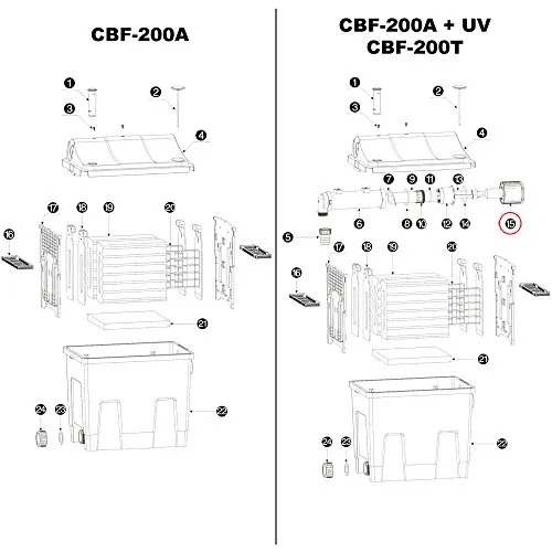 SunSun CBF-200T/CBF-200U gruppo collegamento UV ricambio originale