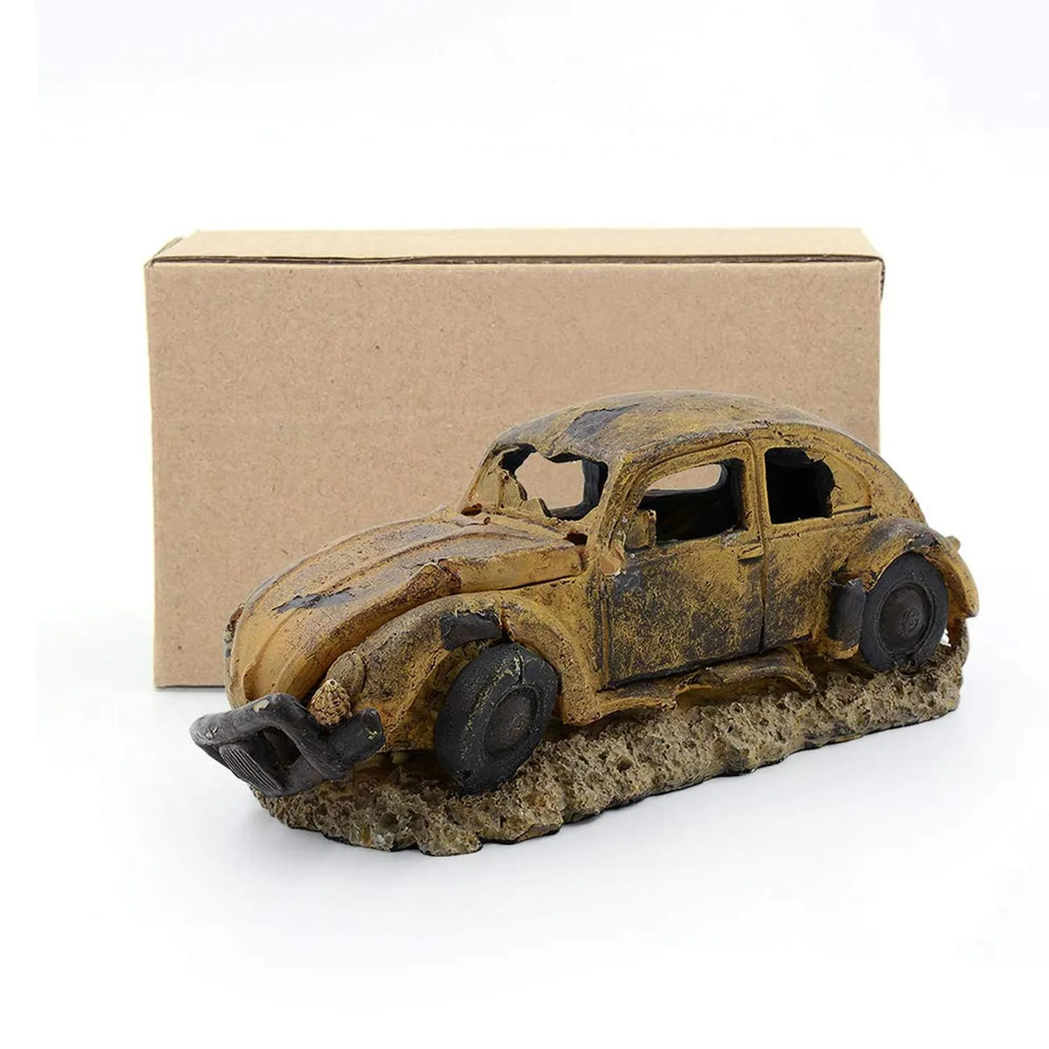 boxtech auto relitto decorazione acquario resina 16 cm