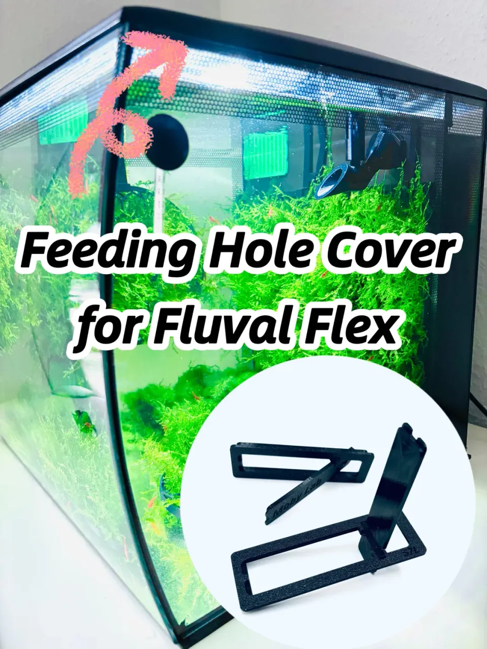 Moby Lab Coperchio Mangiatoia Fluval Flex 57L Nero in PETG