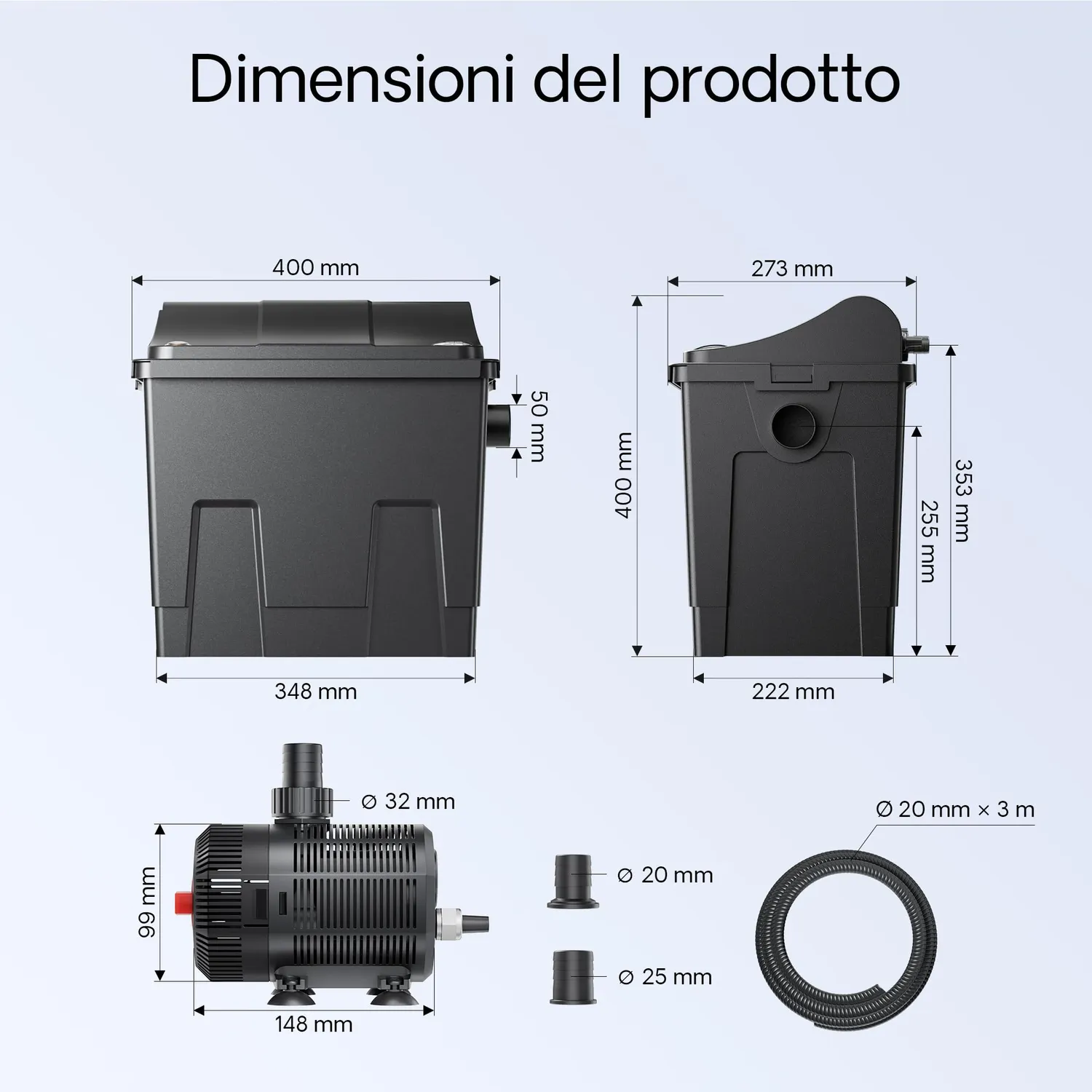 SunSun CBF-200T filtro laghetto UVC 9W con pompa