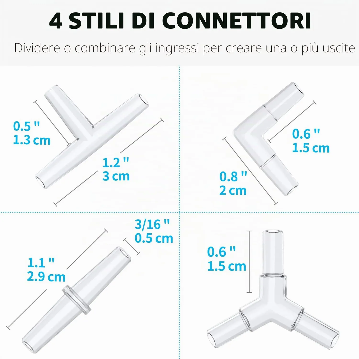Pawfly Tubo Aria Acquario 7,5 m Kit Bianco Accessori